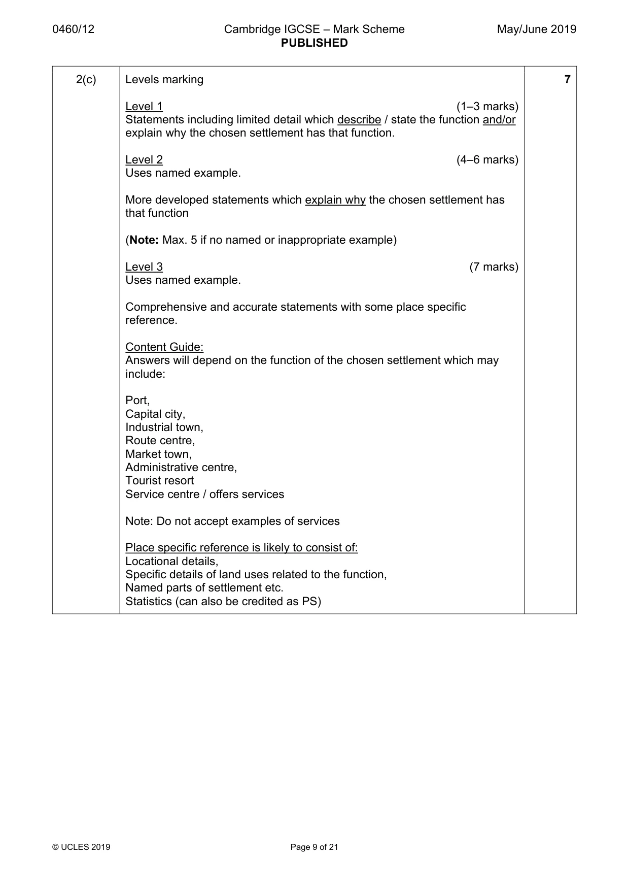 Mark scheme, page 9 of 21