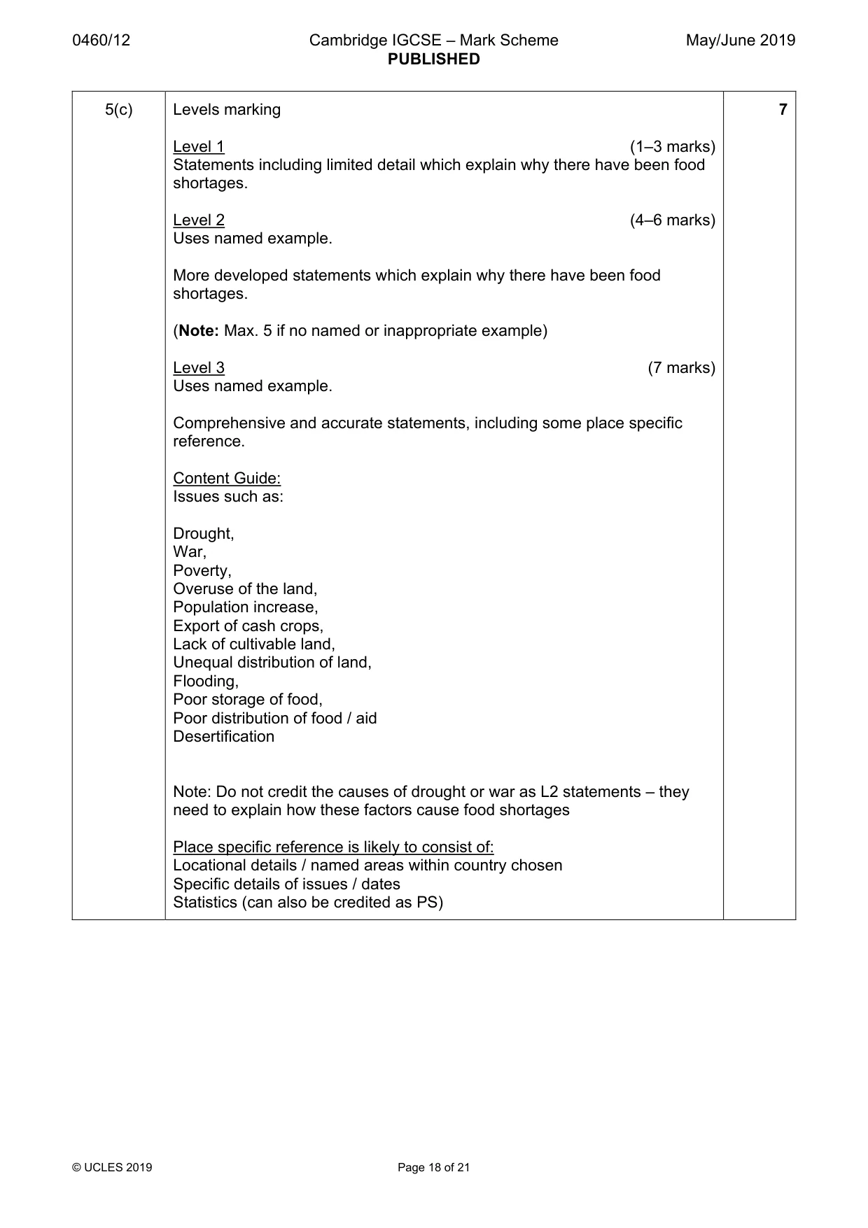 Mark scheme, page 18 of 21
