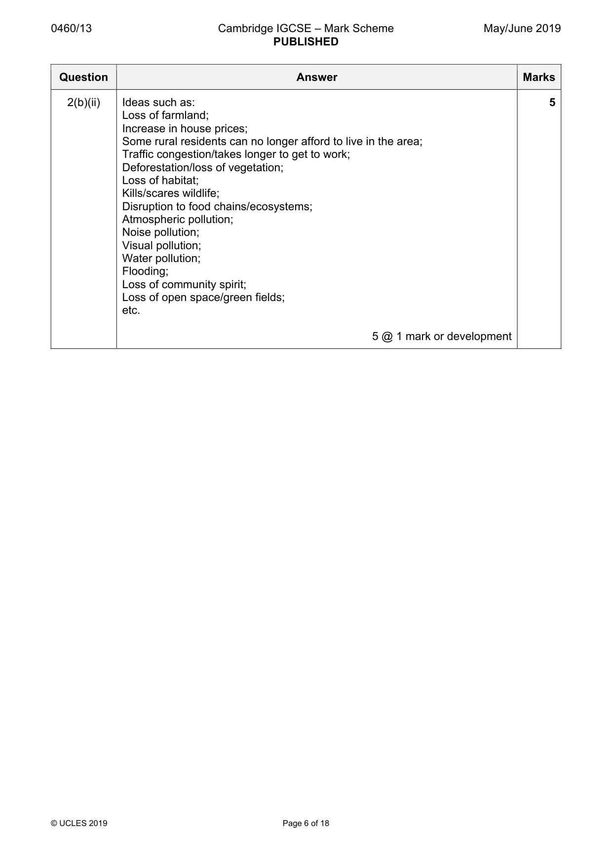 Mark scheme, page 6 of 18