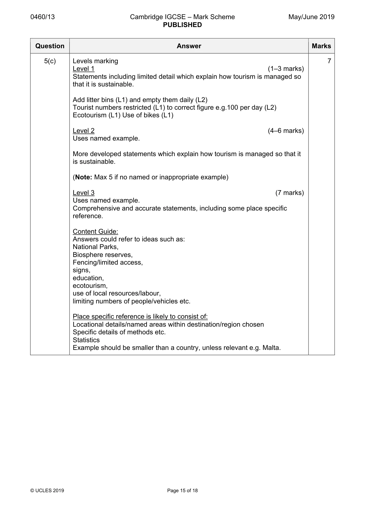 Mark scheme, page 15 of 18