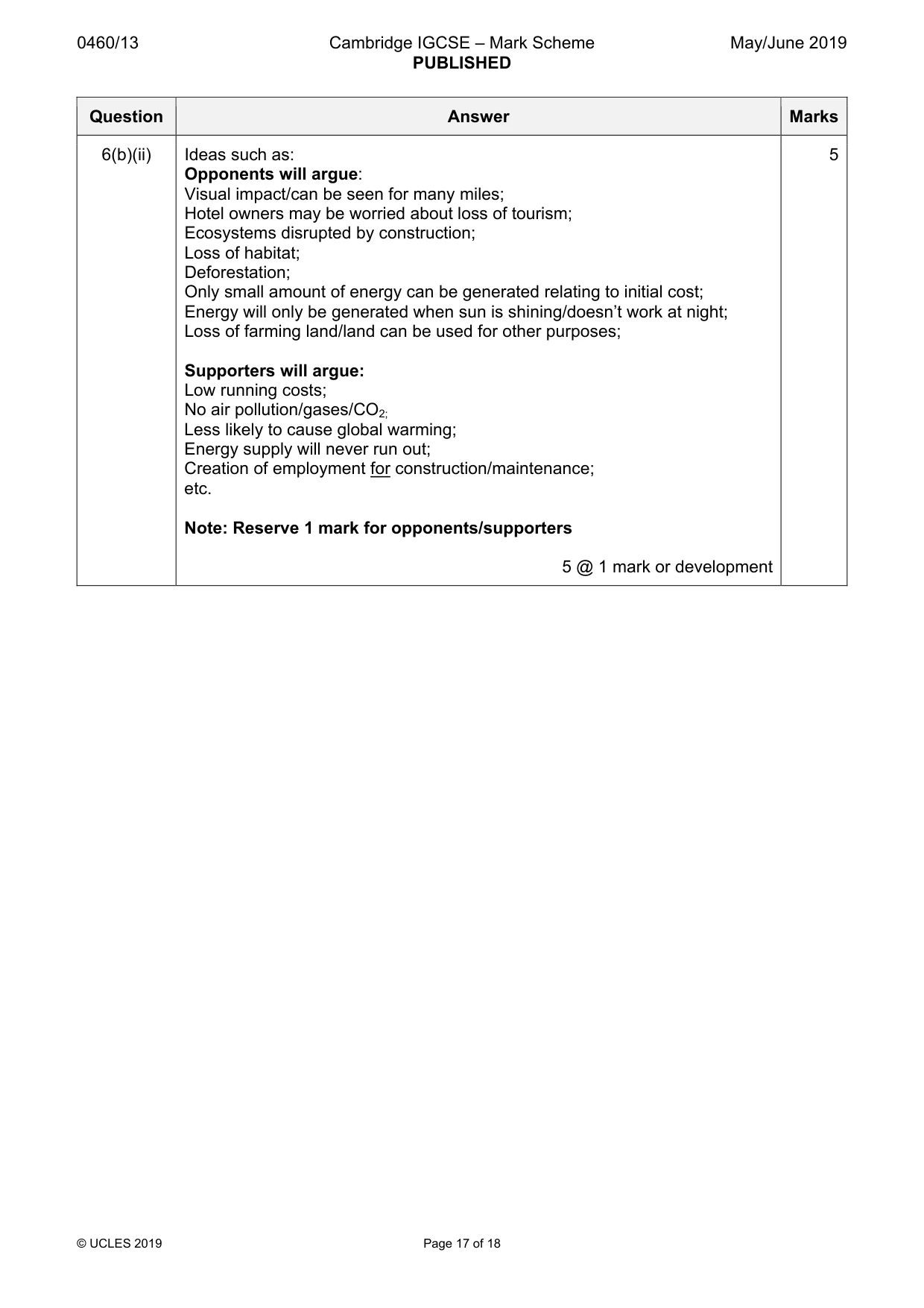 Mark scheme, page 17 of 18