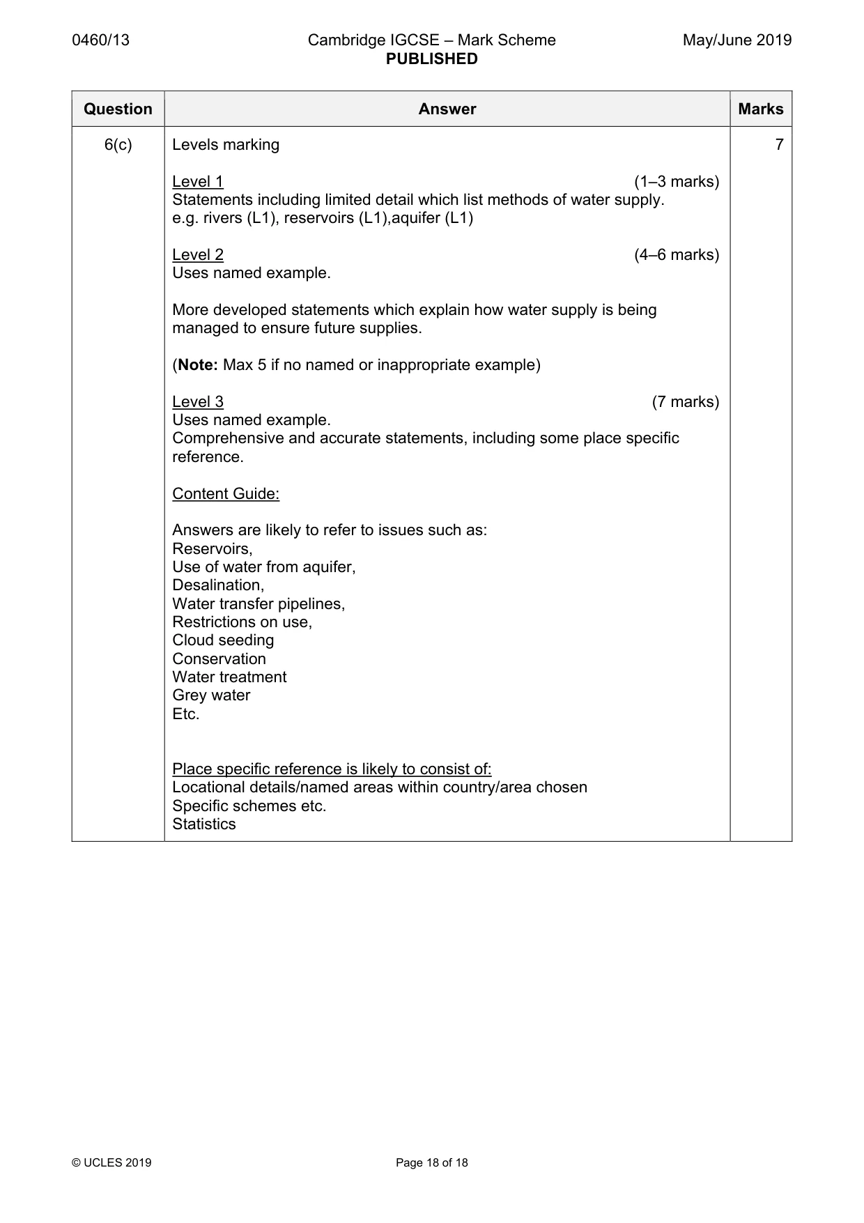 Mark scheme, page 18 of 18