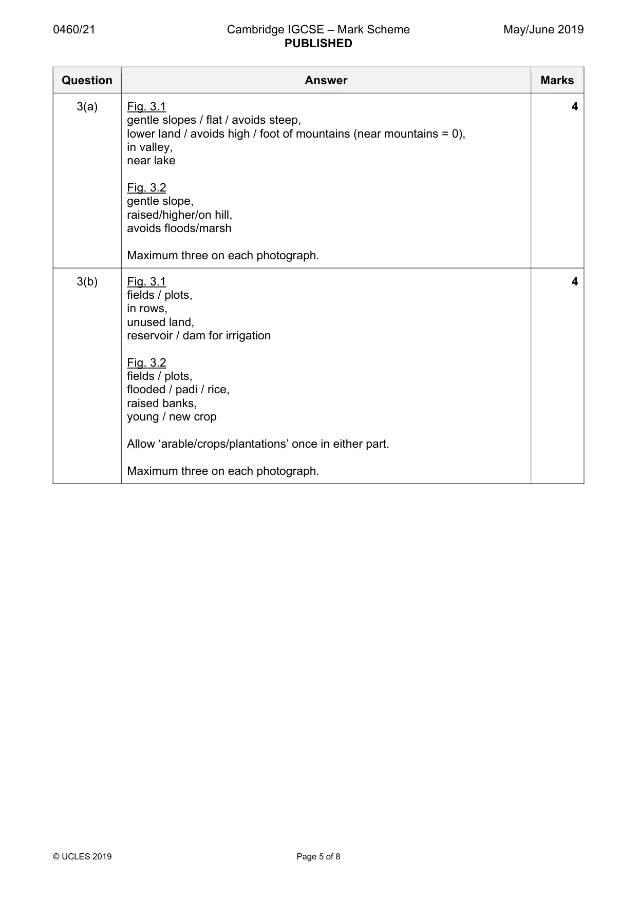 Mark scheme, page 5 of 8