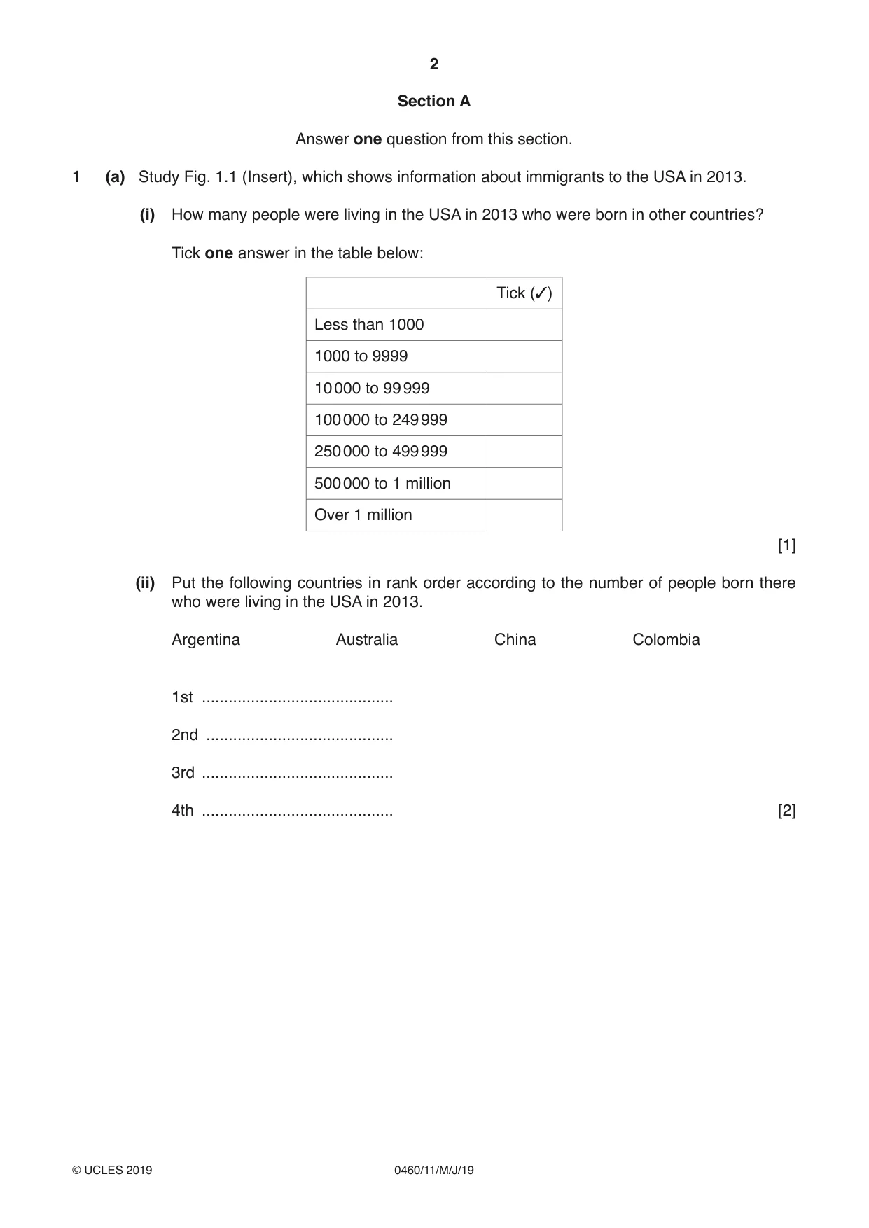 Cambridge IGCSE Geography 0460 2019 May/June Paper 1 · Variant 1 question paper, page 2 of 32