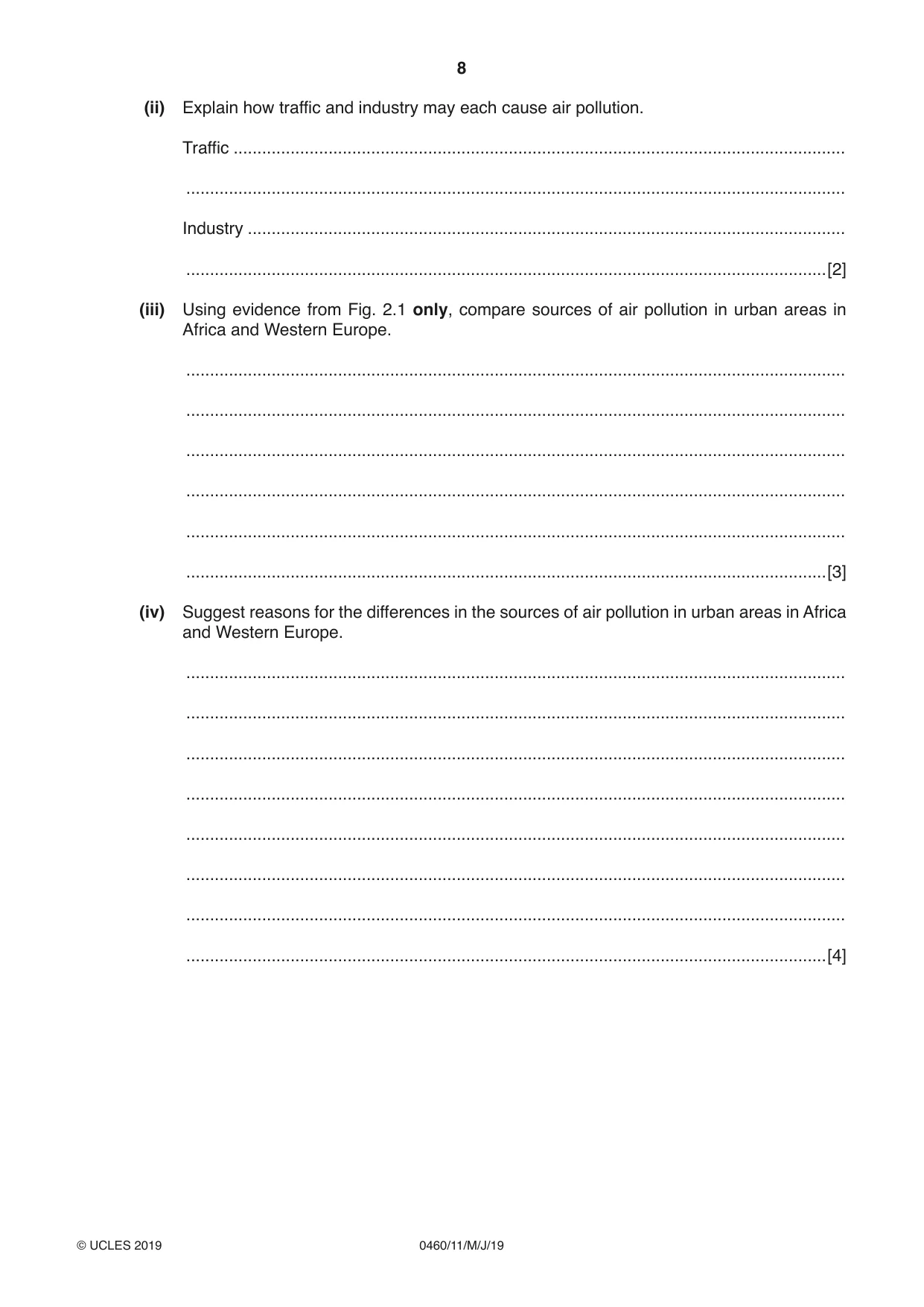 Cambridge IGCSE Geography 0460 2019 May/June Paper 1 · Variant 1 question paper, page 8 of 32