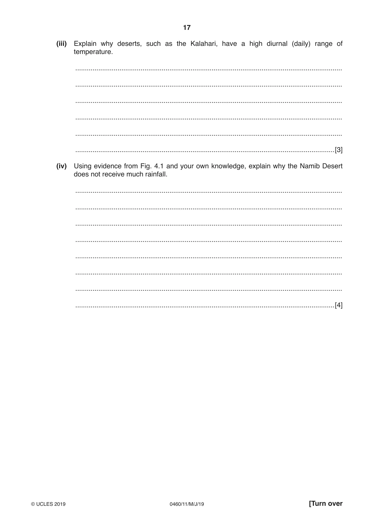 Cambridge IGCSE Geography 0460 2019 May/June Paper 1 · Variant 1 question paper, page 17 of 32