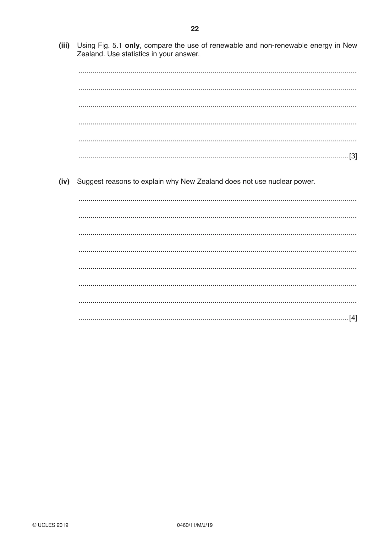 Cambridge IGCSE Geography 0460 2019 May/June Paper 1 · Variant 1 question paper, page 22 of 32