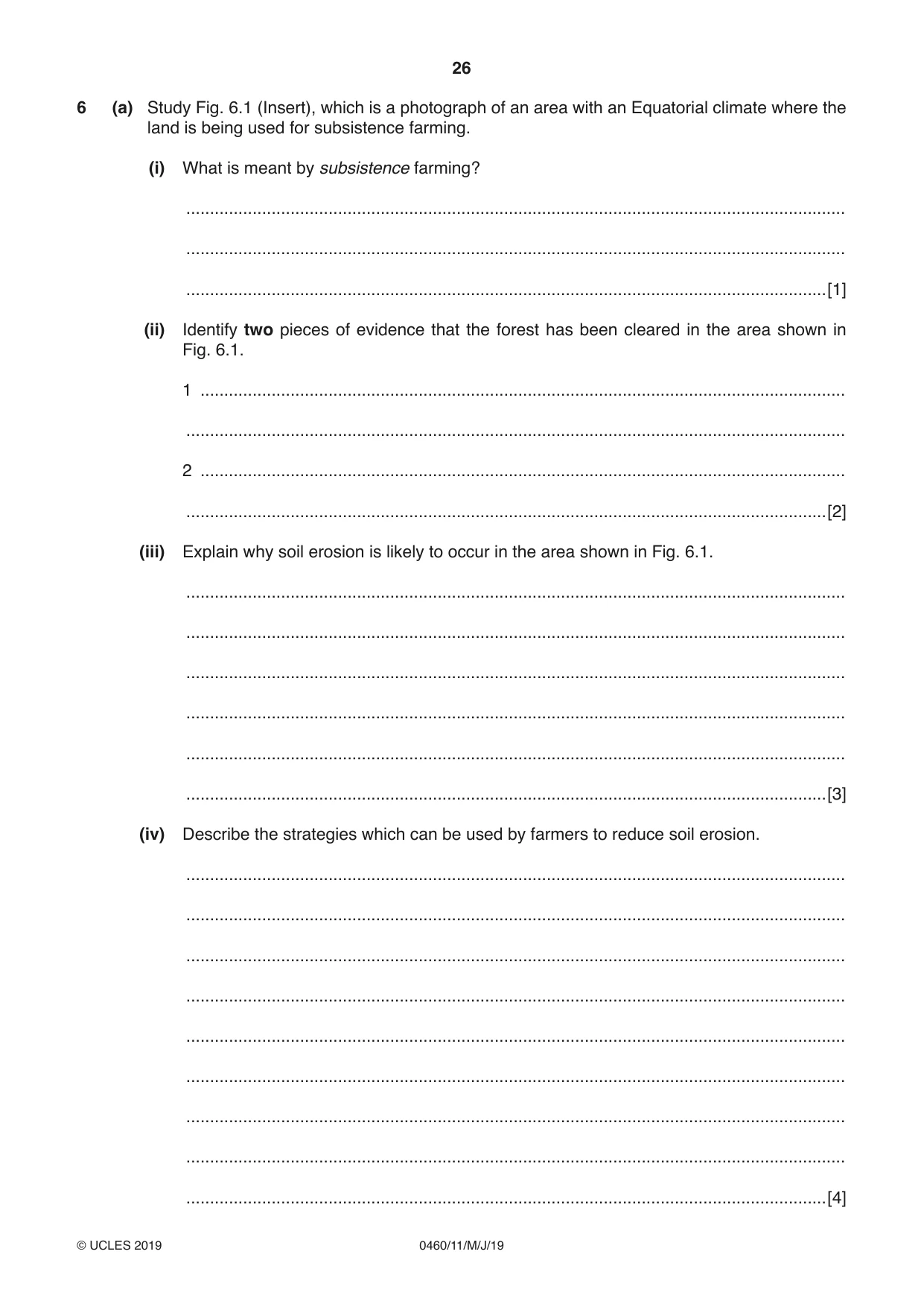 Cambridge IGCSE Geography 0460 2019 May/June Paper 1 · Variant 1 question paper, page 26 of 32
