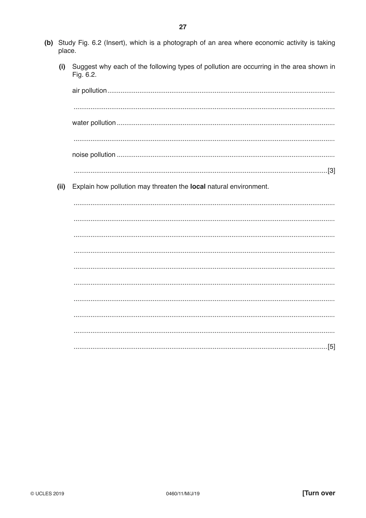 Cambridge IGCSE Geography 0460 2019 May/June Paper 1 · Variant 1 question paper, page 27 of 32