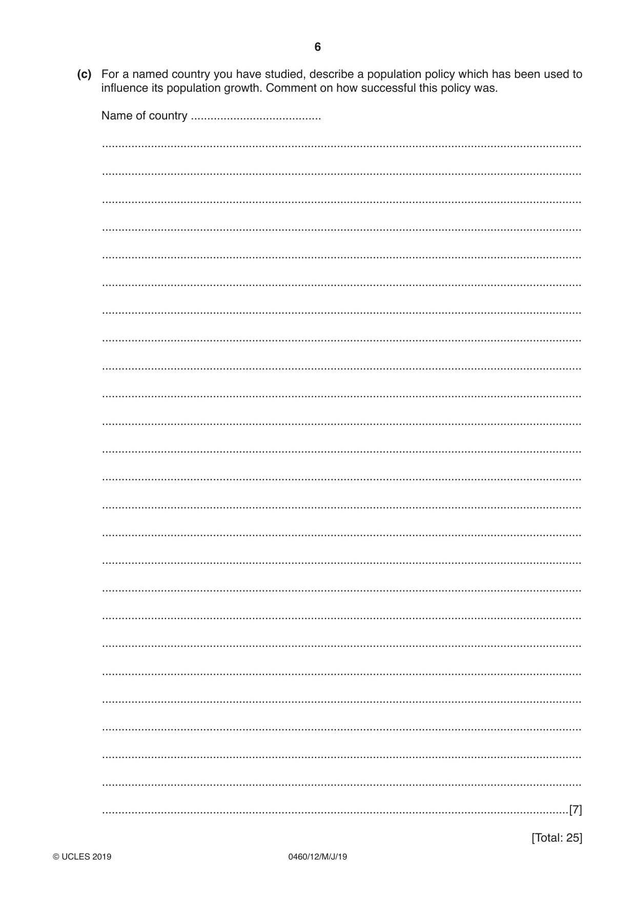 Cambridge IGCSE Geography 0460 2019 May/June Paper 1 · Variant 2 question paper, page 6 of 28