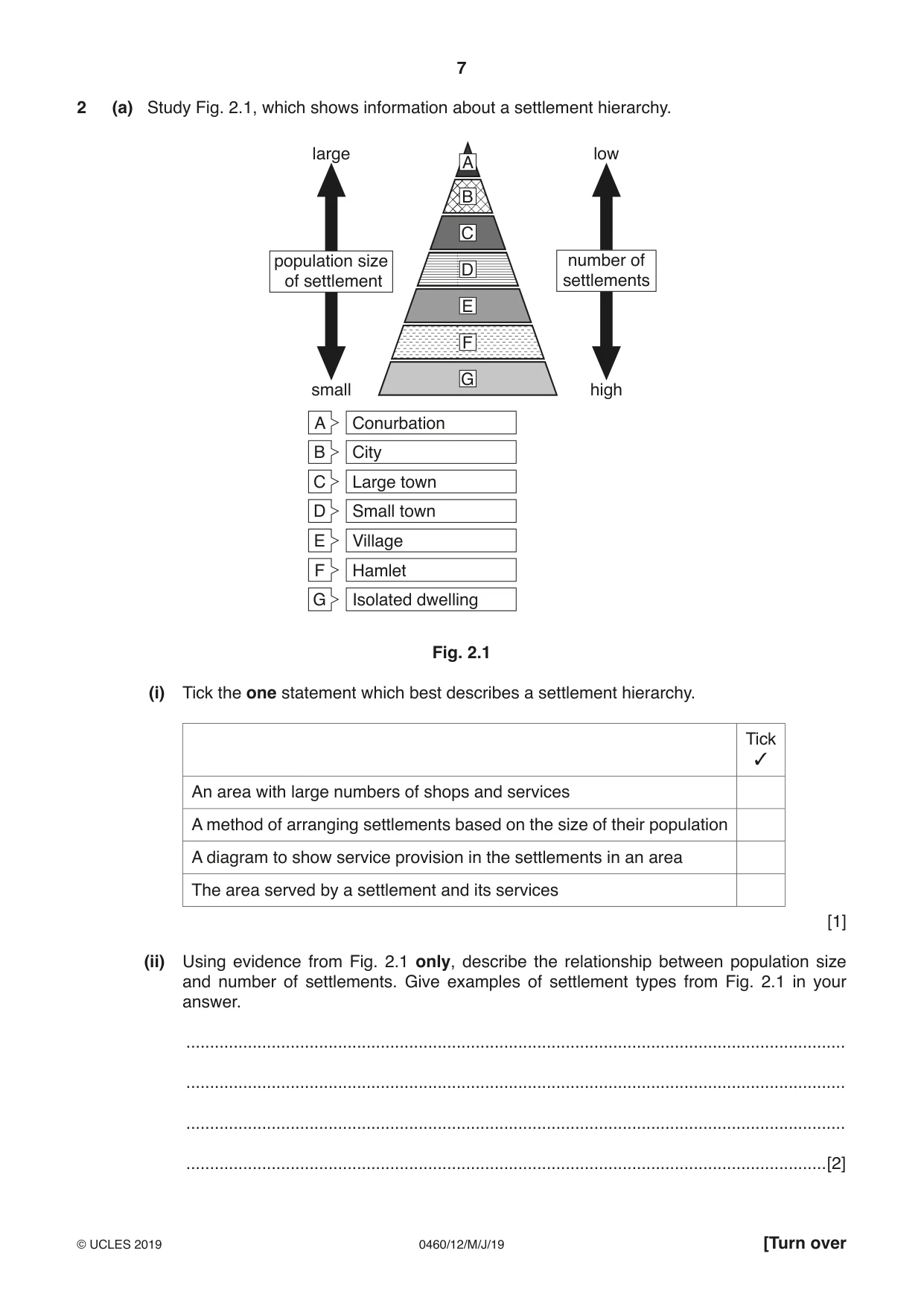 Cambridge IGCSE Geography 0460 2019 May/June Paper 1 · Variant 2 question paper, page 7 of 28