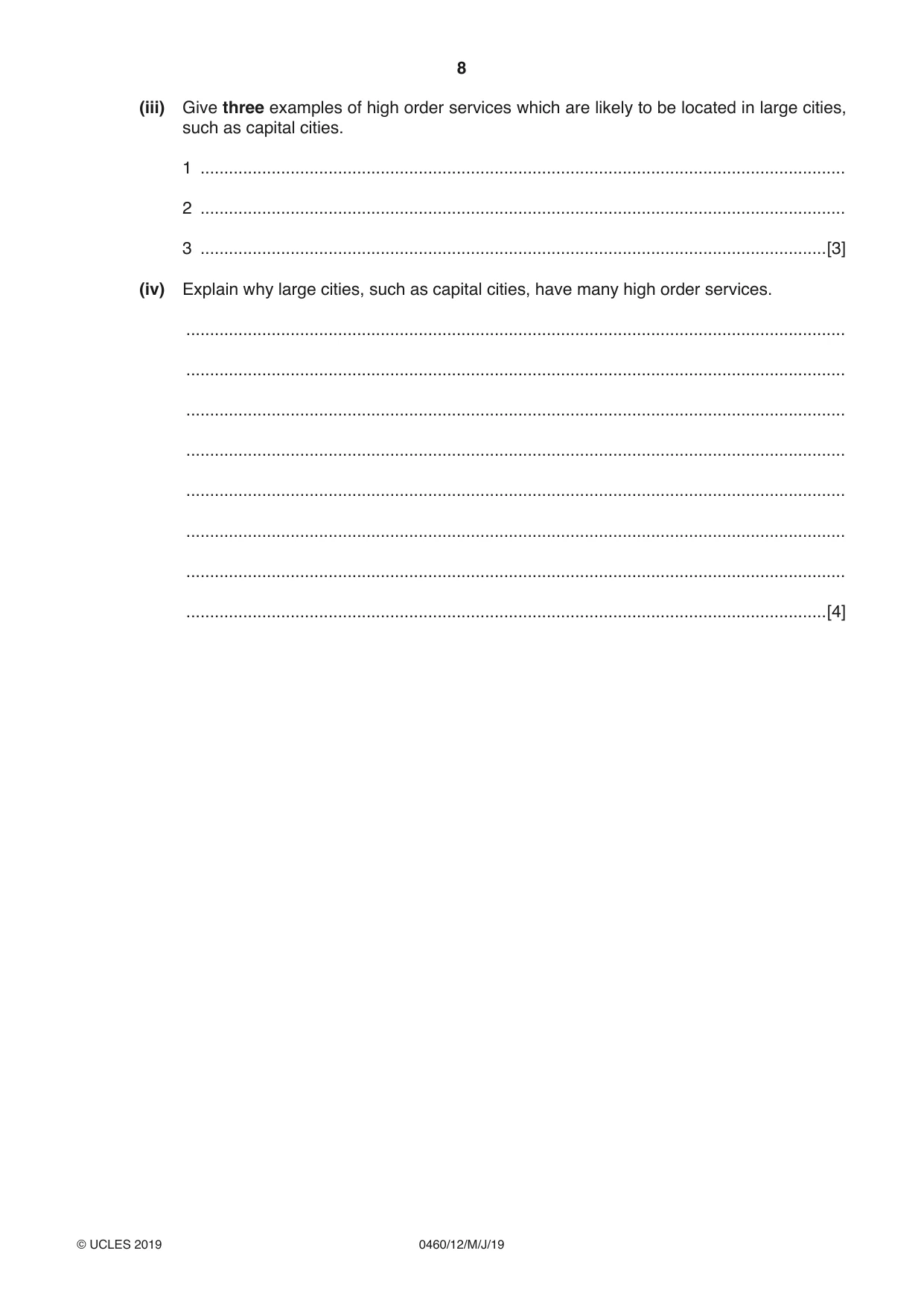 Cambridge IGCSE Geography 0460 2019 May/June Paper 1 · Variant 2 question paper, page 8 of 28