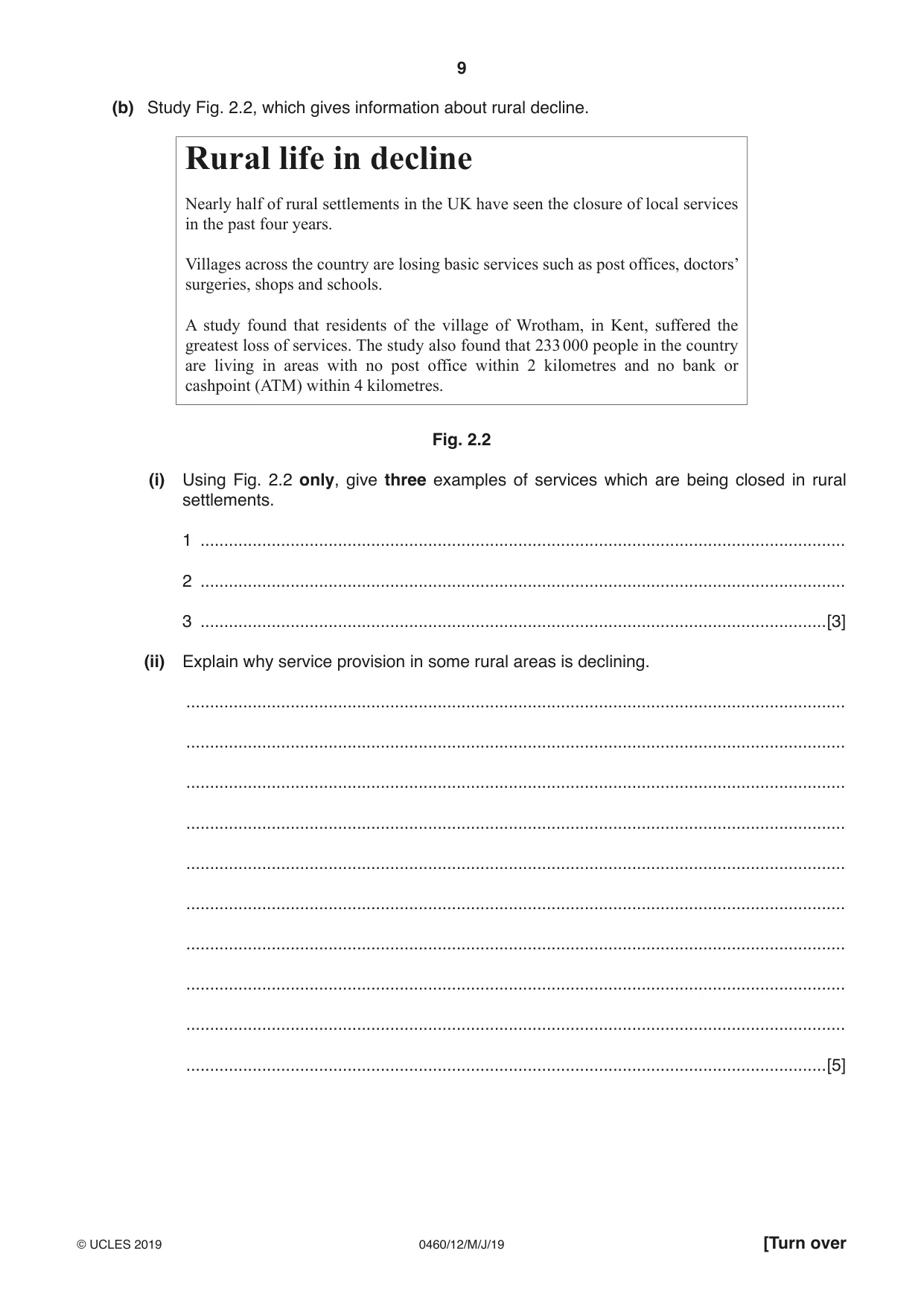 Cambridge IGCSE Geography 0460 2019 May/June Paper 1 · Variant 2 question paper, page 9 of 28