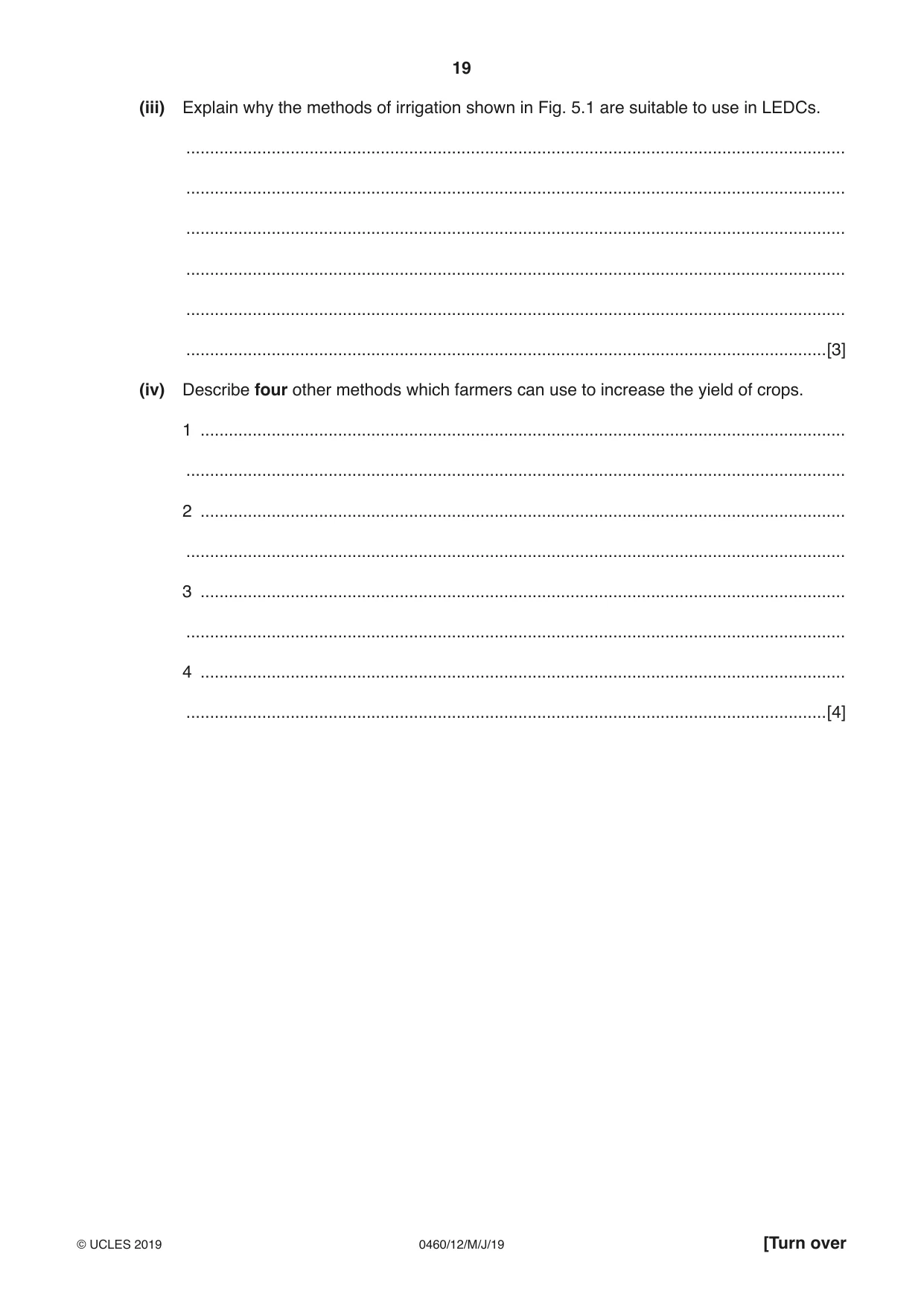 Cambridge IGCSE Geography 0460 2019 May/June Paper 1 · Variant 2 question paper, page 19 of 28