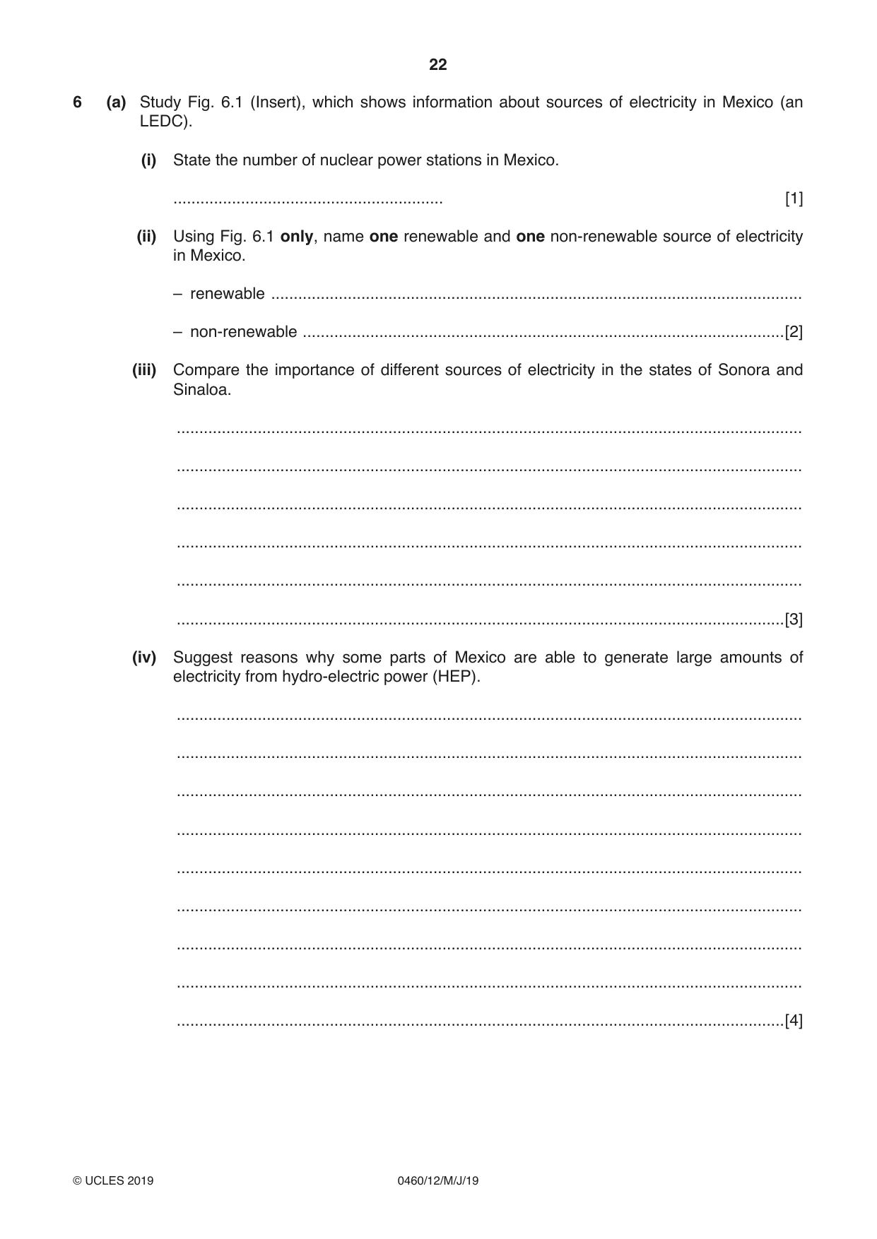 Cambridge IGCSE Geography 0460 2019 May/June Paper 1 · Variant 2 question paper, page 22 of 28