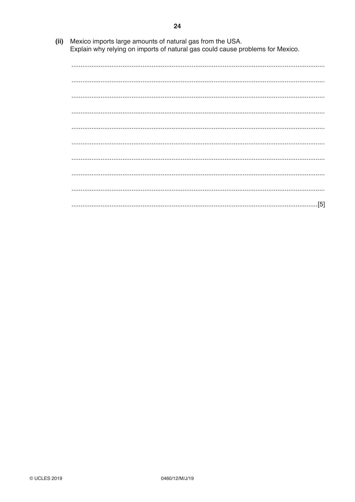 Cambridge IGCSE Geography 0460 2019 May/June Paper 1 · Variant 2 question paper, page 24 of 28