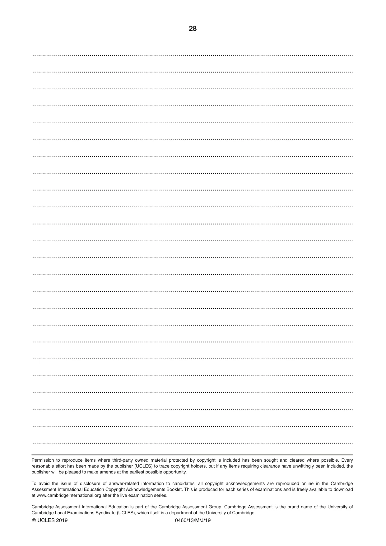 Cambridge IGCSE Geography 0460 2019 May/June Paper 1 · Variant 3 question paper, page 28 of 28