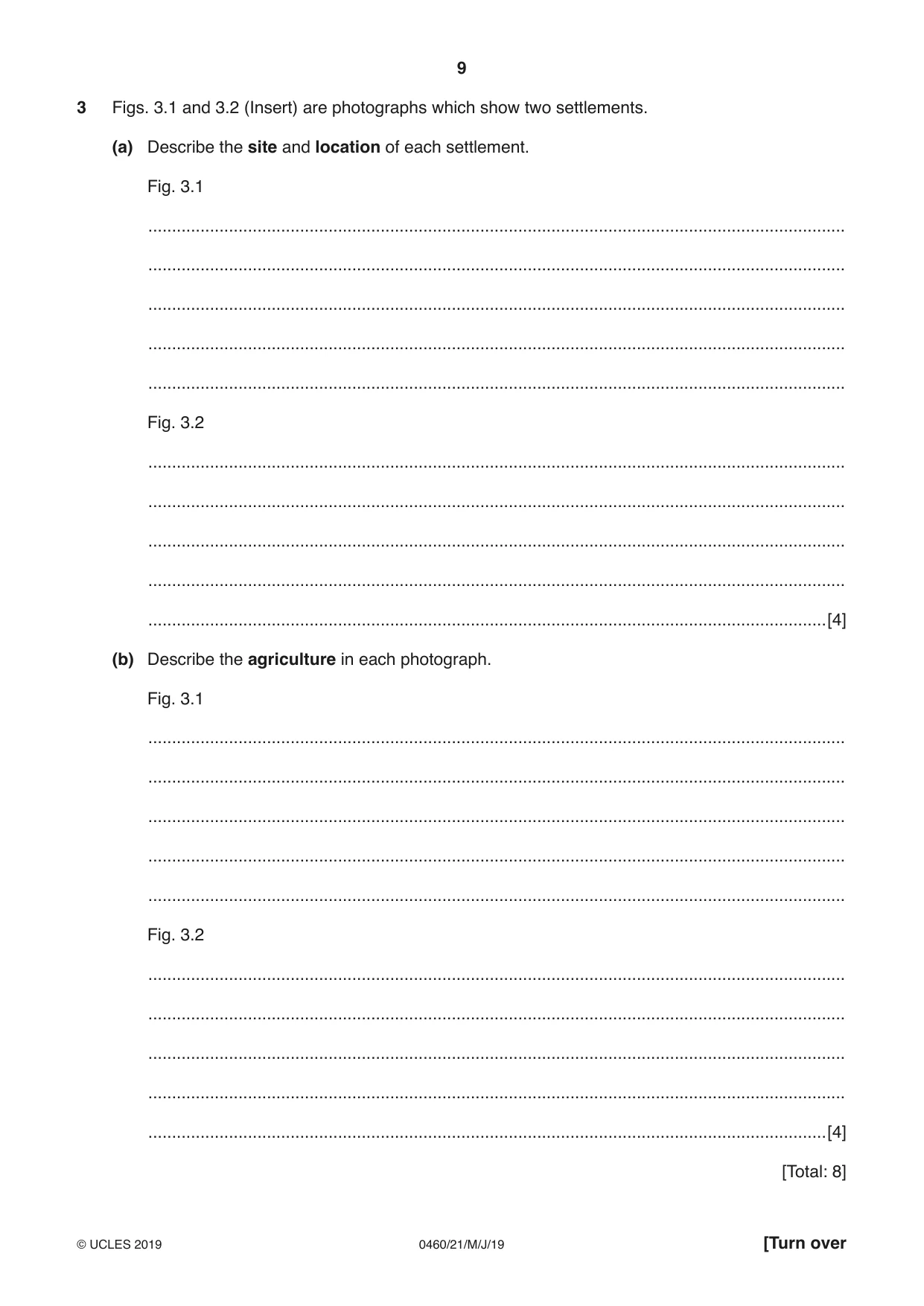 Cambridge IGCSE Geography 0460 2019 May/June Paper 2 · Variant 1 question paper, page 9 of 20