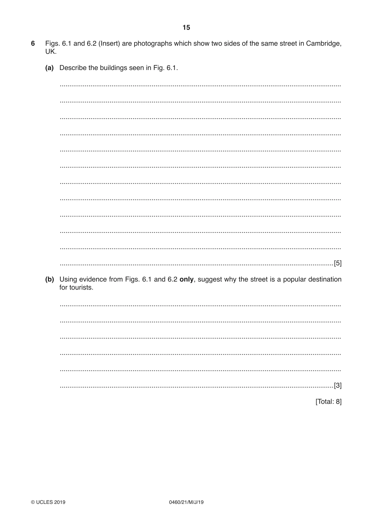 Cambridge IGCSE Geography 0460 2019 May/June Paper 2 · Variant 1 question paper, page 15 of 20