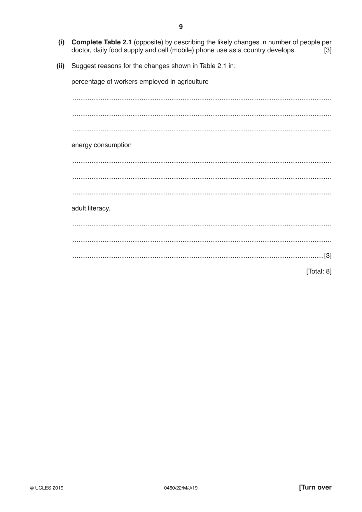 Cambridge IGCSE Geography 0460 2019 May/June Paper 2 · Variant 2 question paper, page 9 of 24