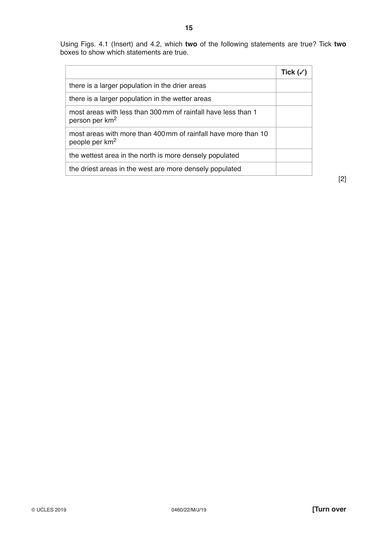 Cambridge IGCSE Geography 0460 2019 May/June Paper 2 · Variant 2 question paper, page 15 of 24