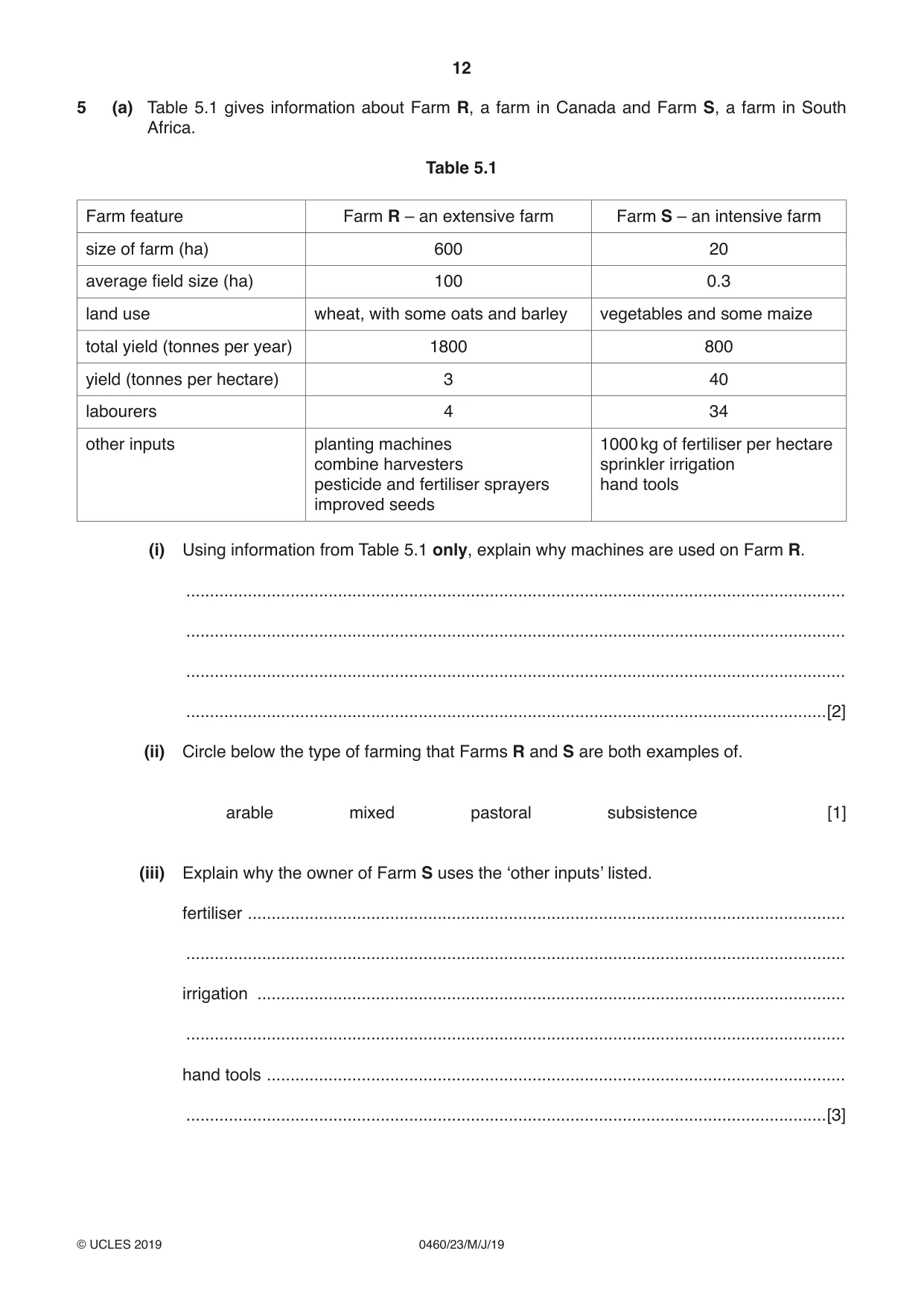 Cambridge IGCSE Geography 0460 2019 May/June Paper 2 · Variant 3 question paper, page 12 of 20