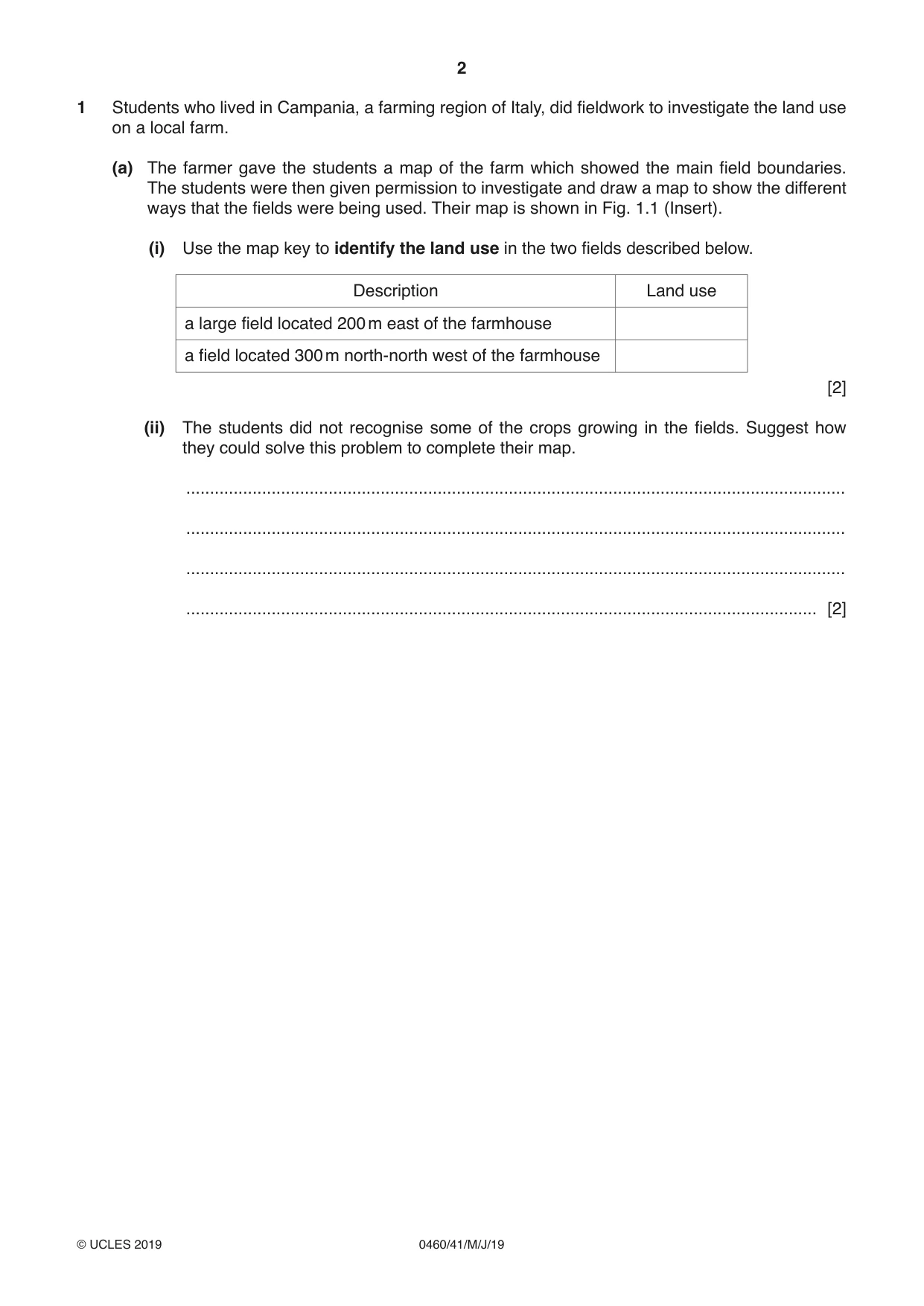 Cambridge IGCSE Geography 0460 2019 May/June Paper 4 · Variant 1 question paper, page 2 of 16