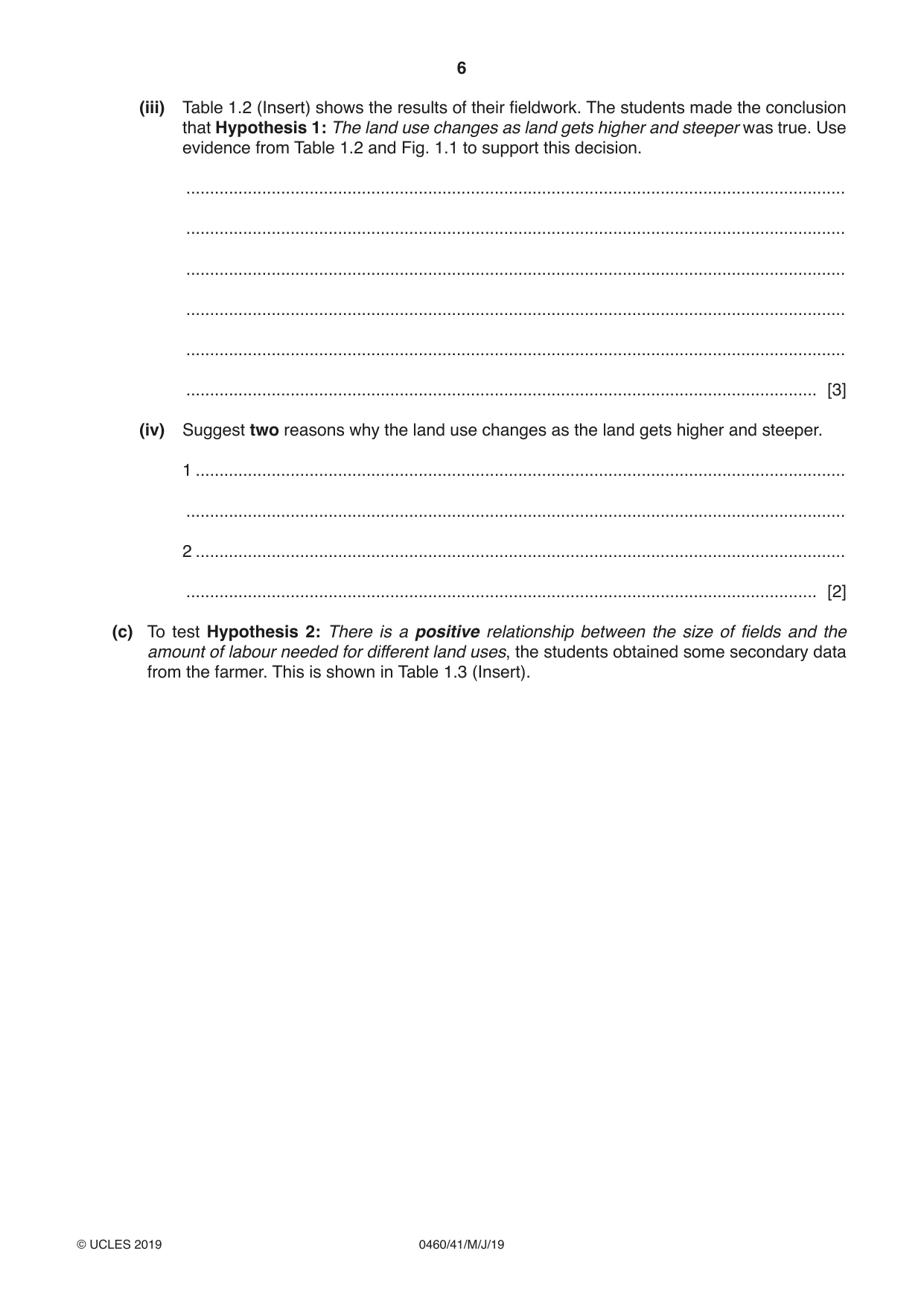 Cambridge IGCSE Geography 0460 2019 May/June Paper 4 · Variant 1 question paper, page 6 of 16