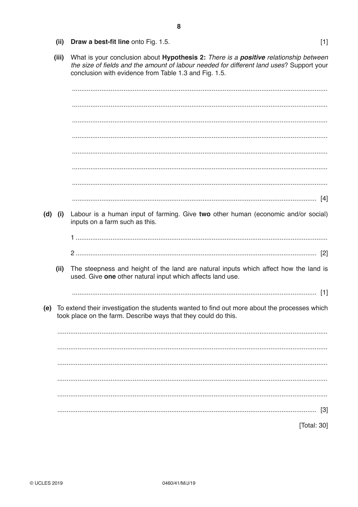 Cambridge IGCSE Geography 0460 2019 May/June Paper 4 · Variant 1 question paper, page 8 of 16