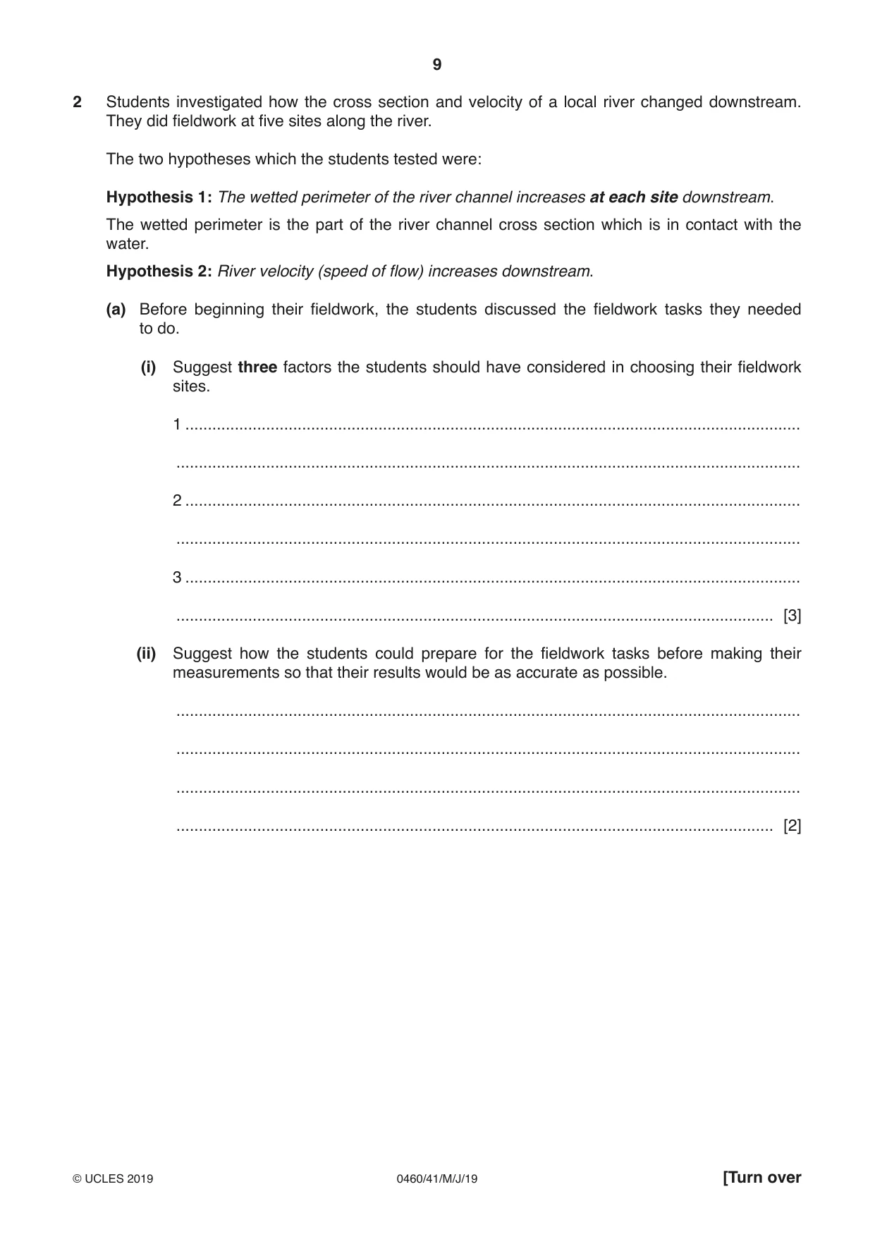 Cambridge IGCSE Geography 0460 2019 May/June Paper 4 · Variant 1 question paper, page 9 of 16