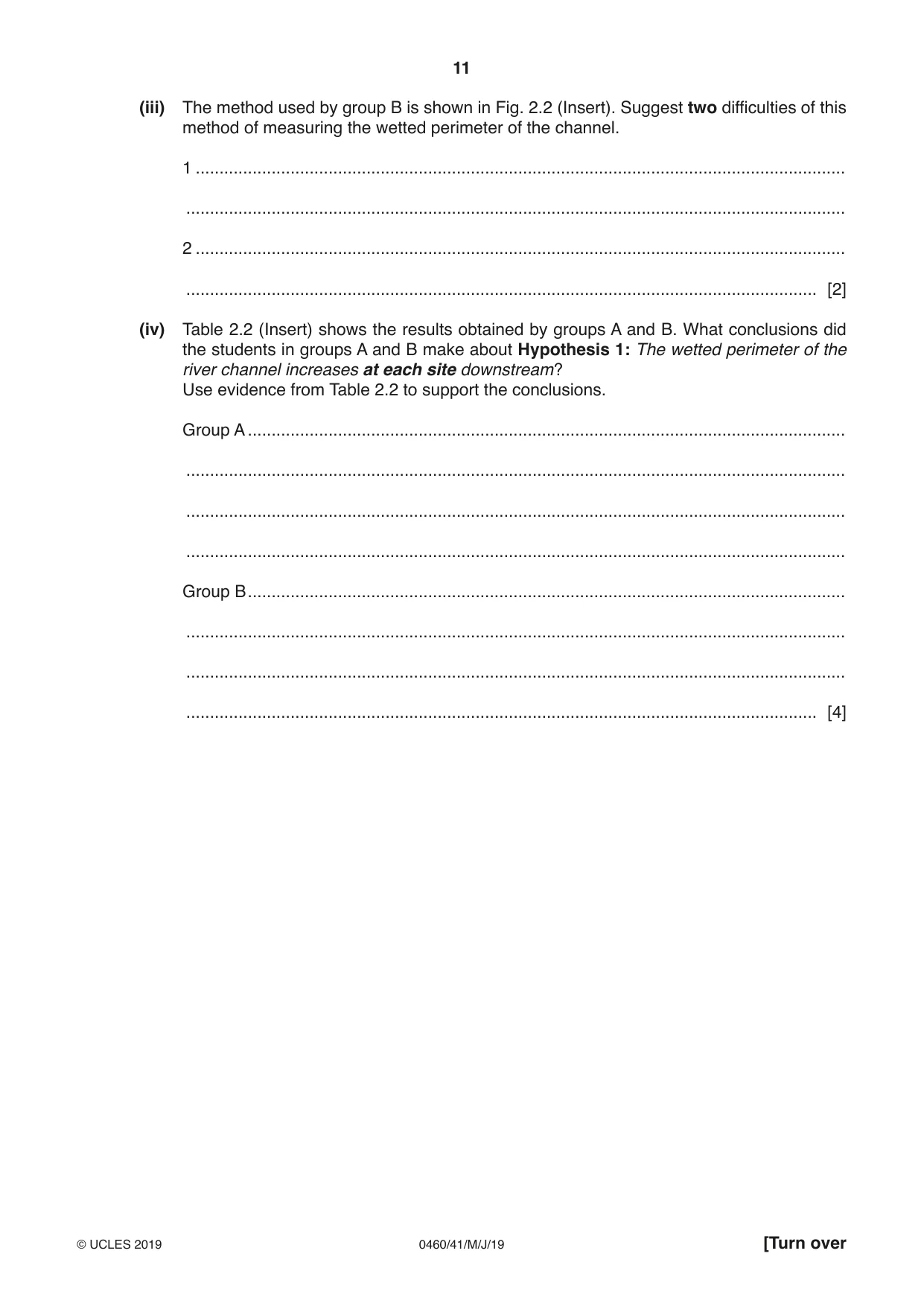 Cambridge IGCSE Geography 0460 2019 May/June Paper 4 · Variant 1 question paper, page 11 of 16