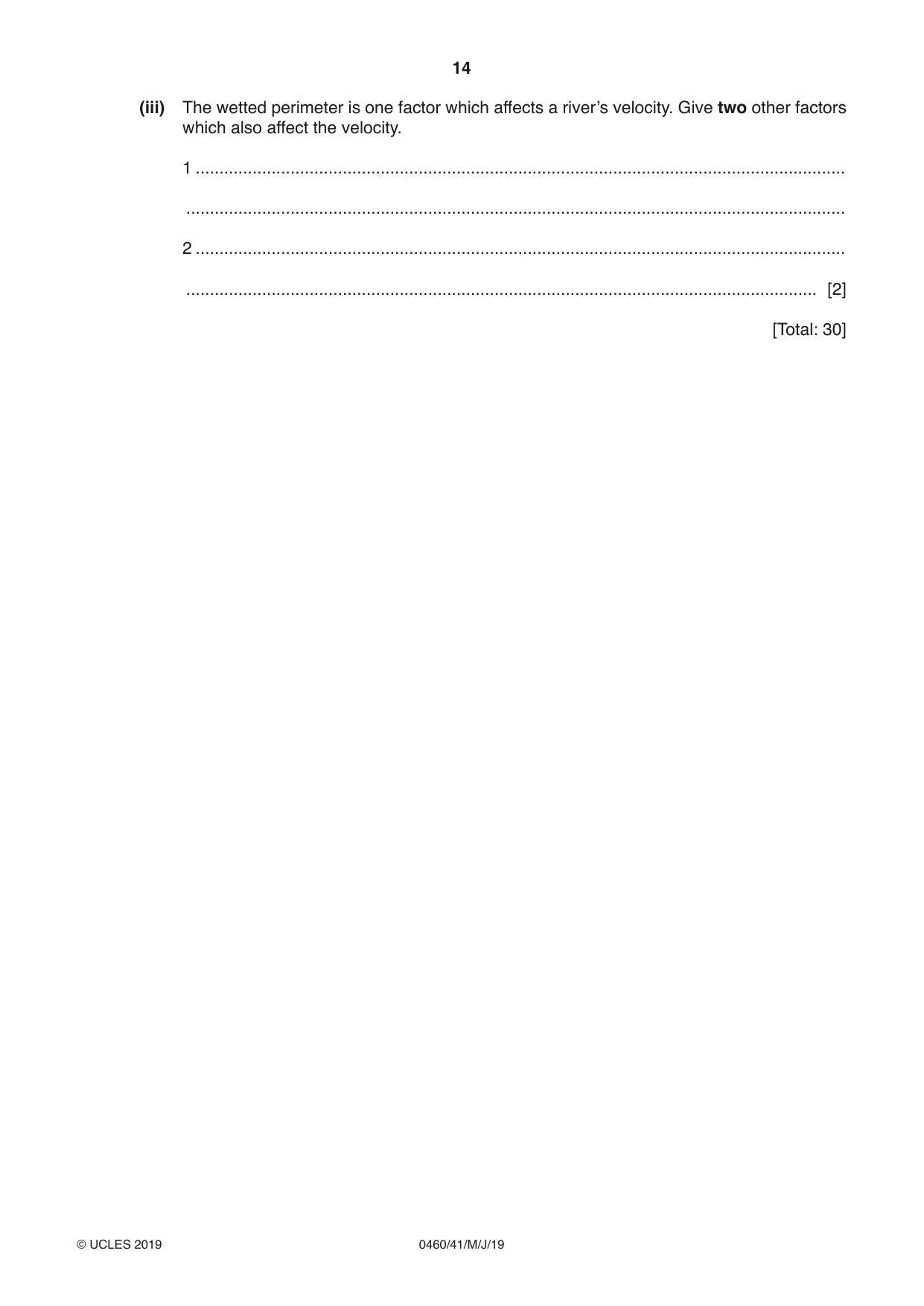 Cambridge IGCSE Geography 0460 2019 May/June Paper 4 · Variant 1 question paper, page 14 of 16