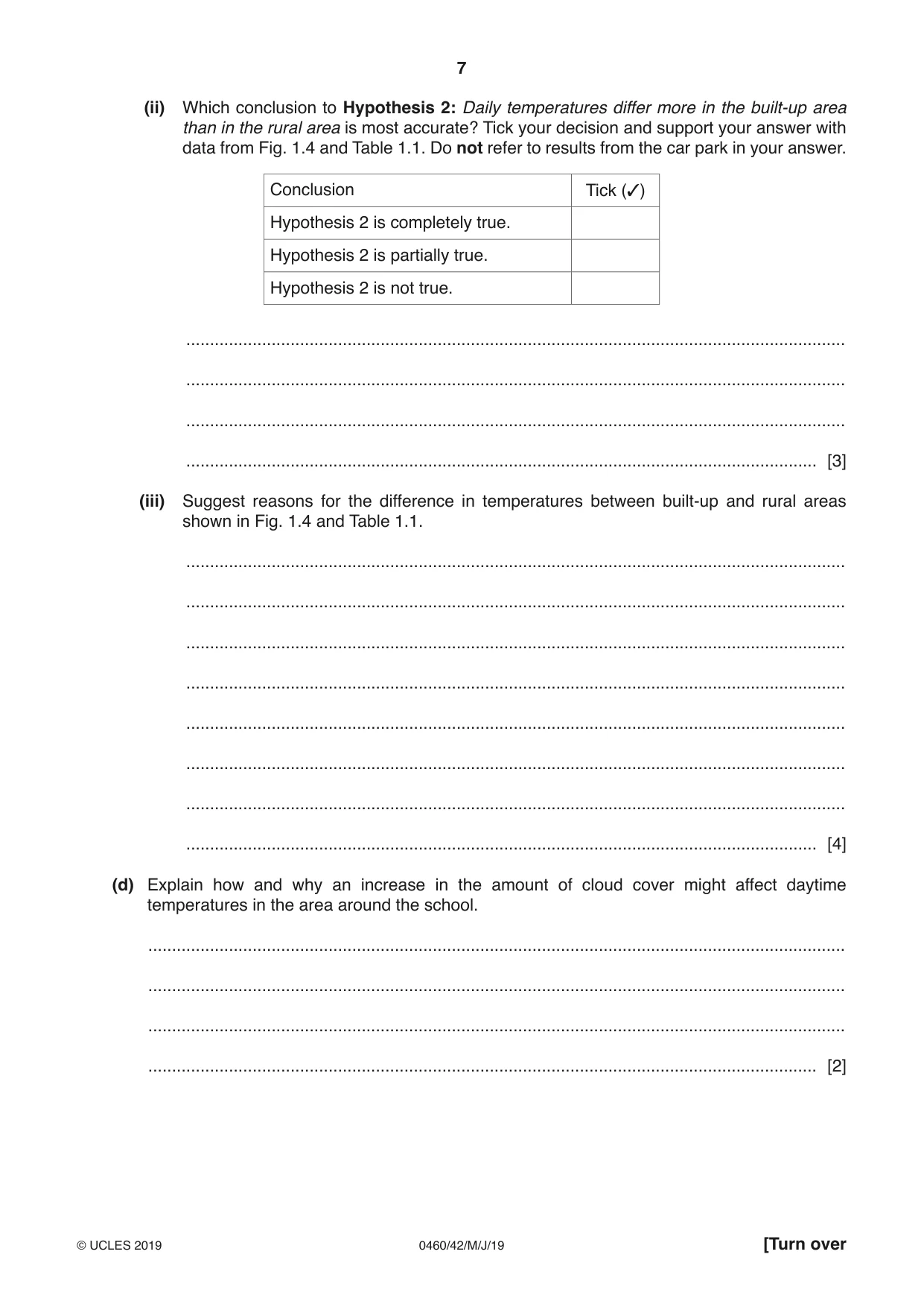 Cambridge IGCSE Geography 0460 2019 May/June Paper 4 · Variant 2 question paper, page 7 of 16