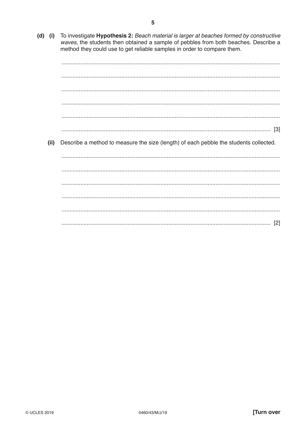 Cambridge IGCSE Geography 0460 2019 May/June Paper 4 · Variant 3 question paper, page 5 of 16