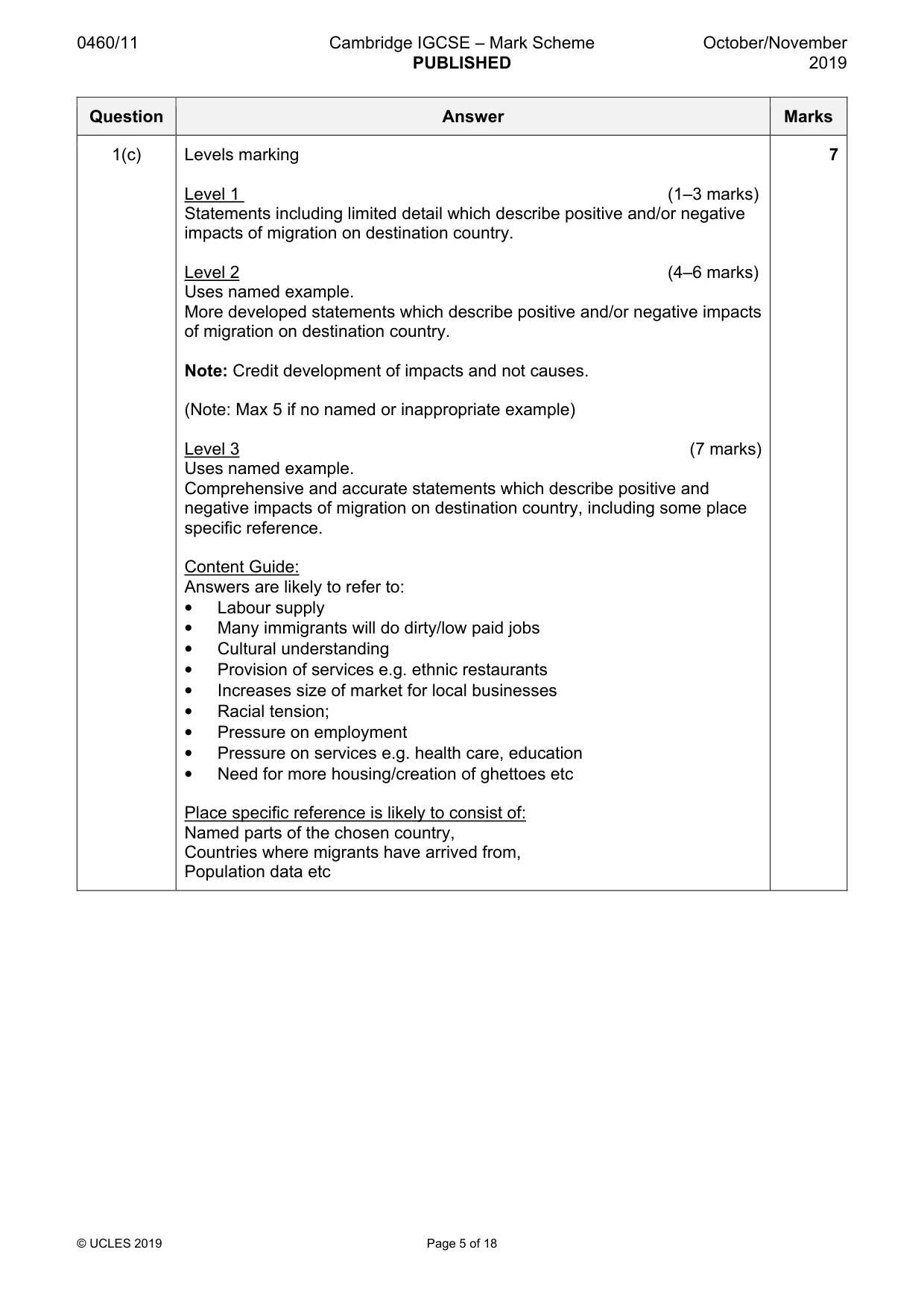 Mark scheme, page 5 of 18