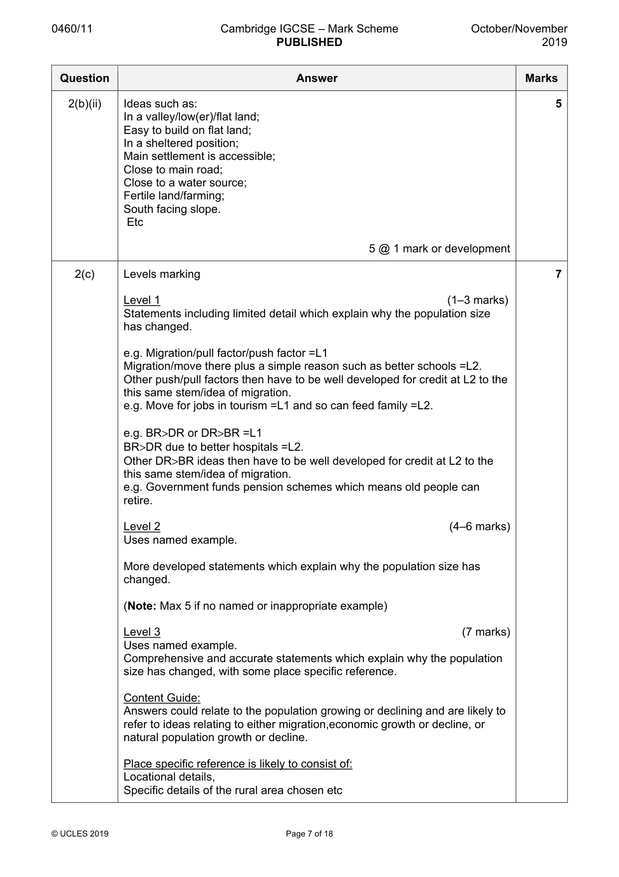 Mark scheme, page 7 of 18