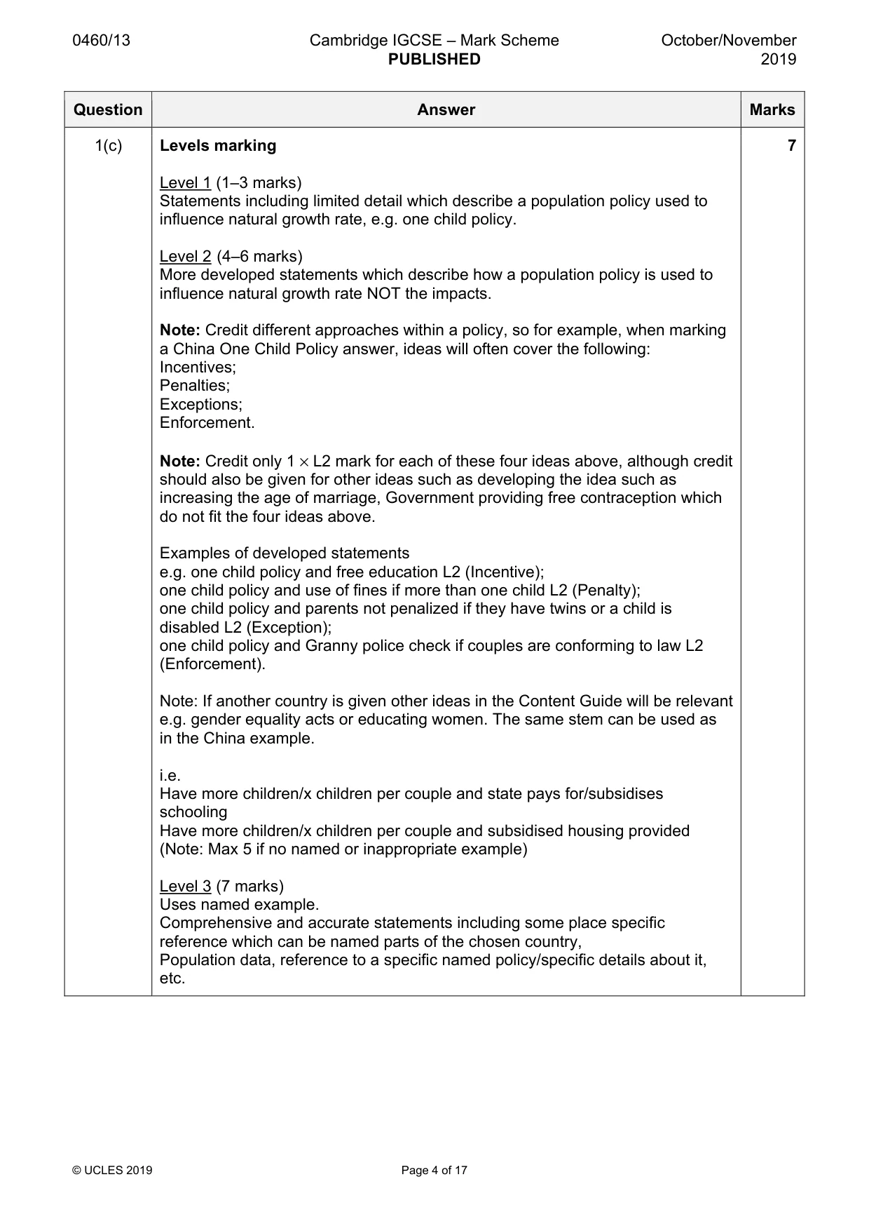 Mark scheme, page 4 of 17