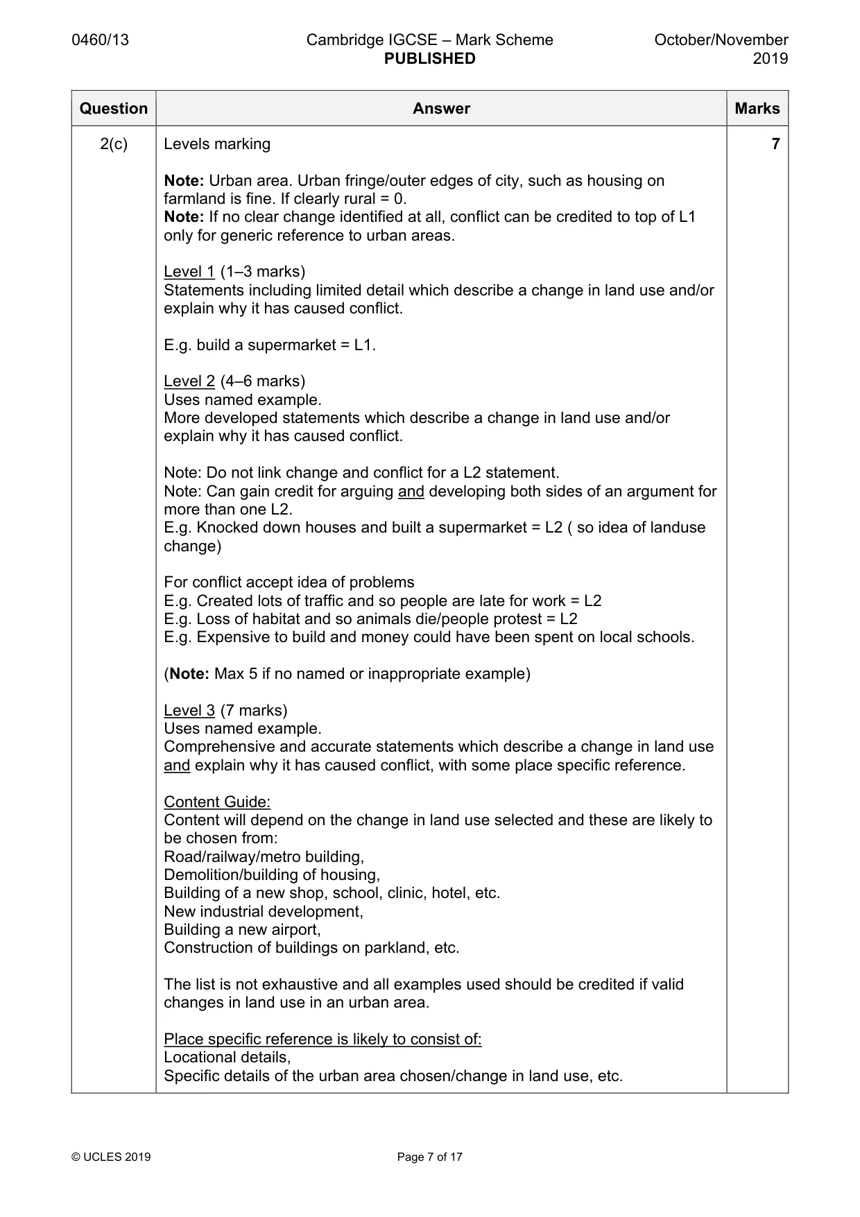 Mark scheme, page 7 of 17