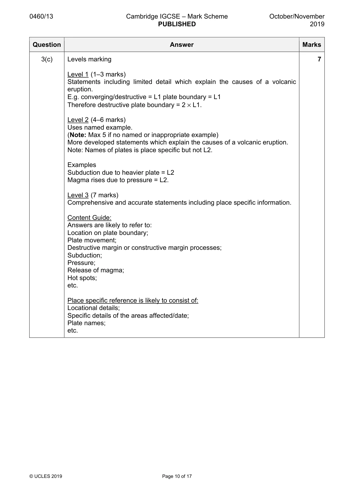 Mark scheme, page 10 of 17