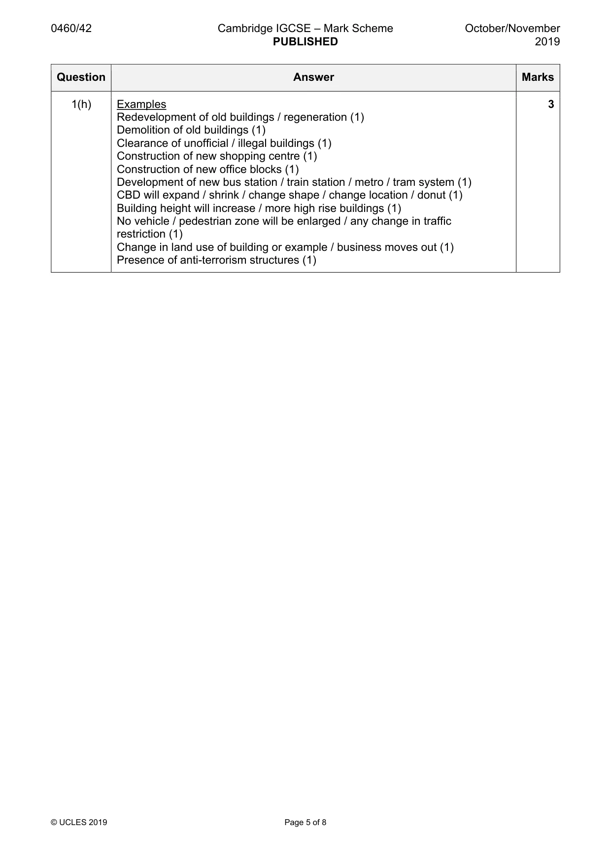 Mark scheme, page 5 of 8