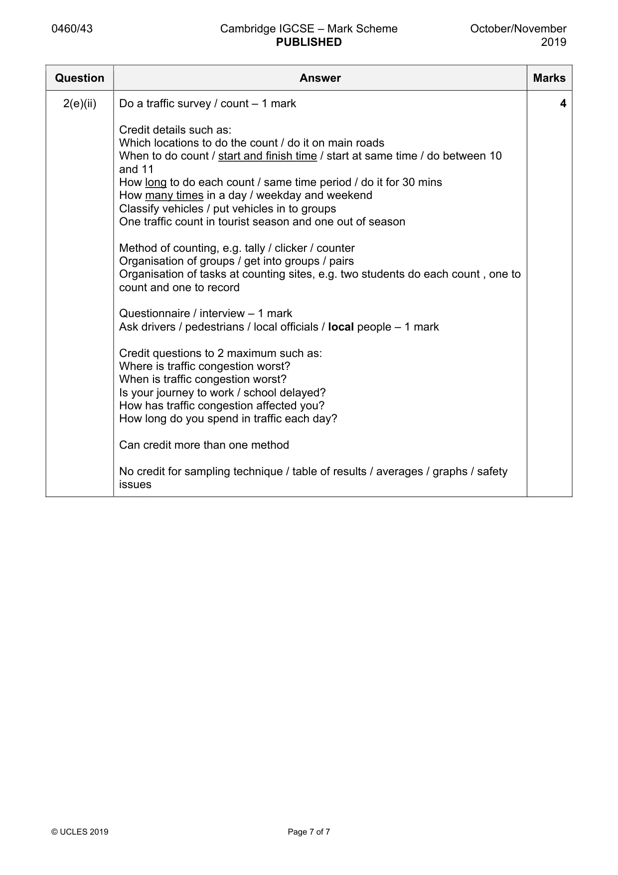 Mark scheme, page 7 of 7