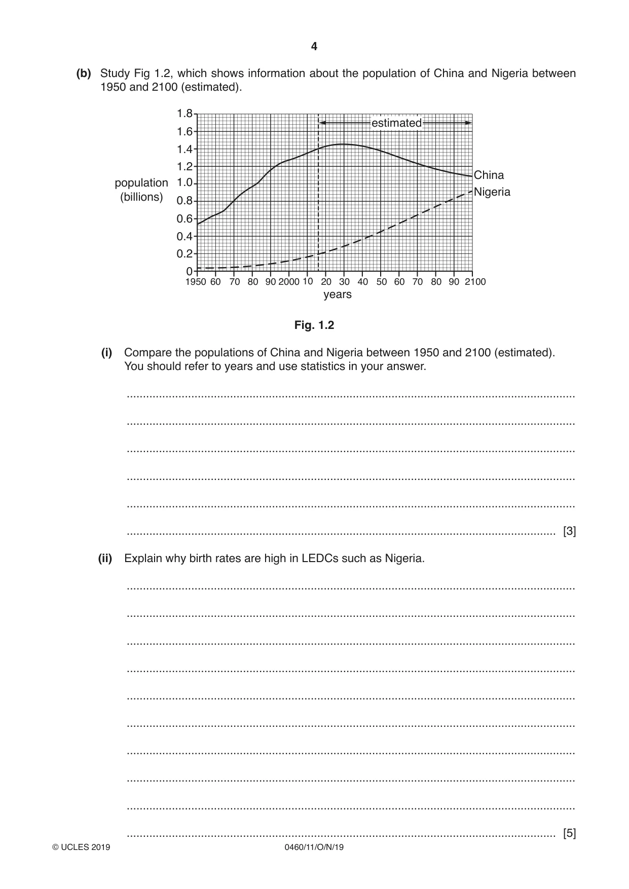 Cambridge IGCSE Geography 0460 2019 Oct/Nov Paper 1 · Variant 1 question paper, page 4 of 28