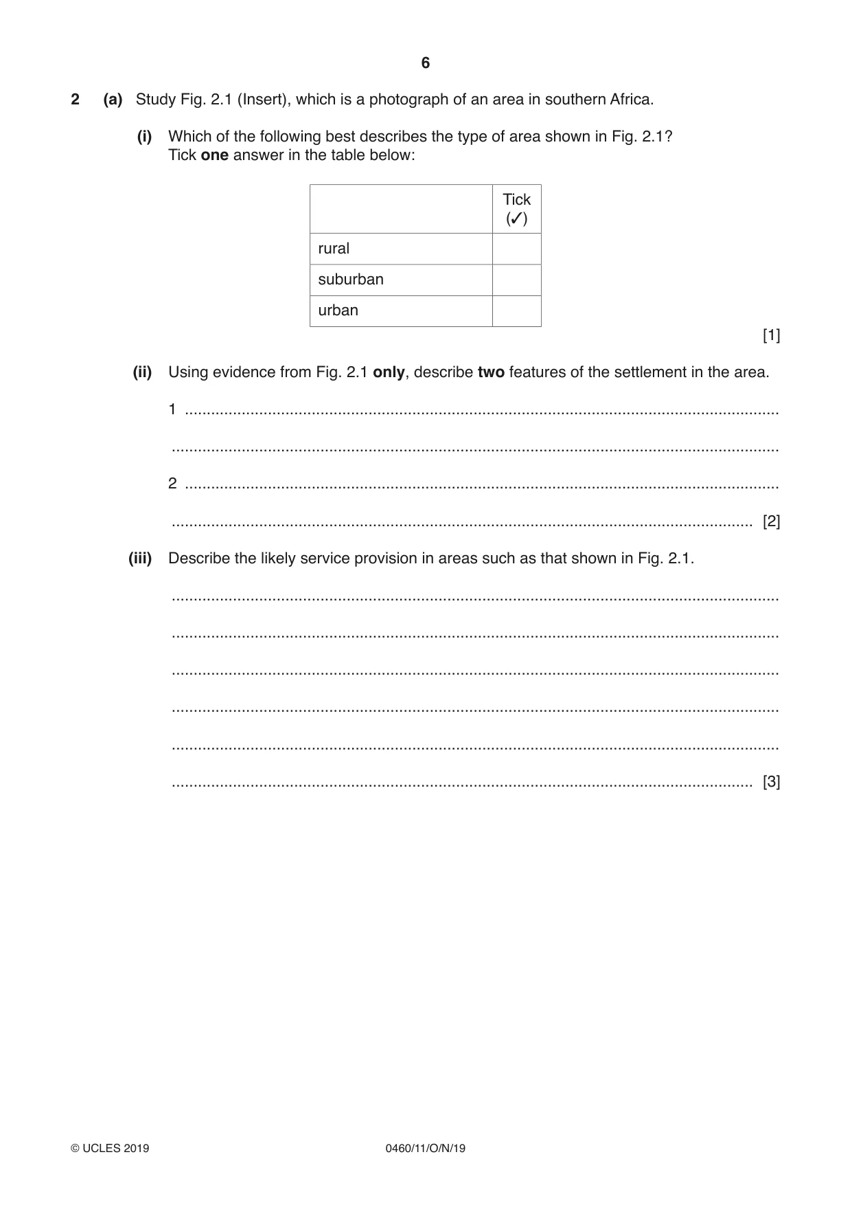 Cambridge IGCSE Geography 0460 2019 Oct/Nov Paper 1 · Variant 1 question paper, page 6 of 28