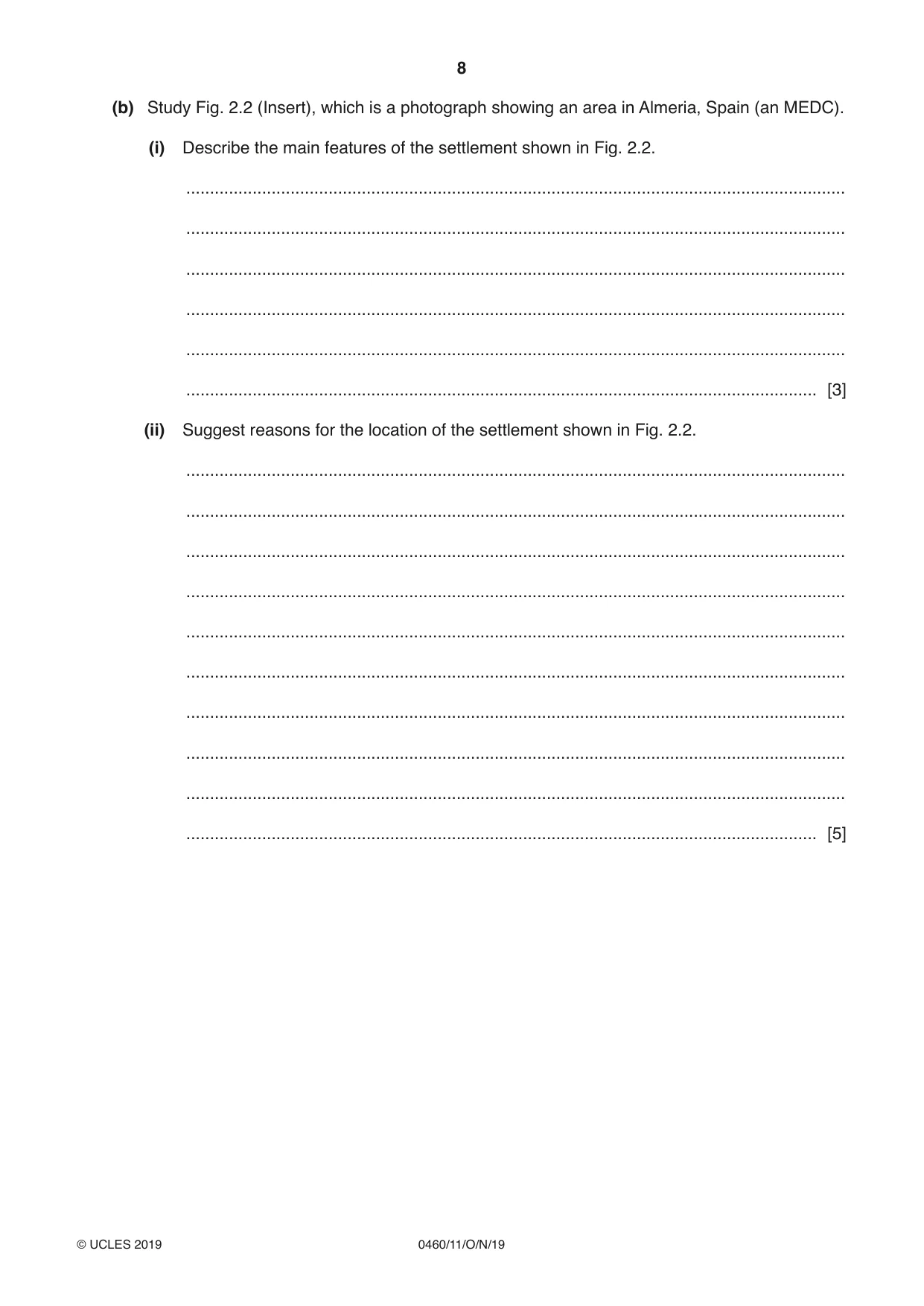 Cambridge IGCSE Geography 0460 2019 Oct/Nov Paper 1 · Variant 1 question paper, page 8 of 28