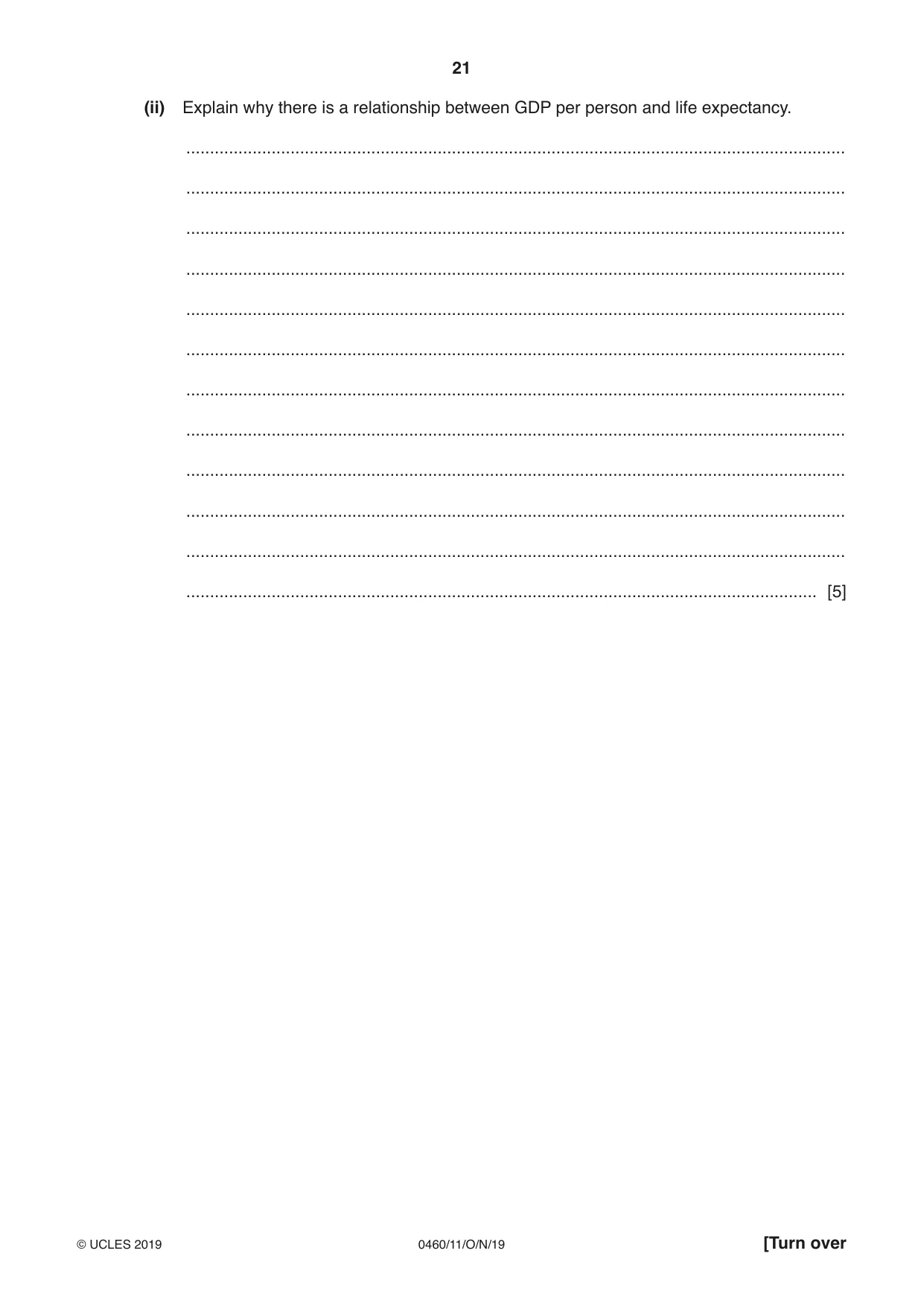 Cambridge IGCSE Geography 0460 2019 Oct/Nov Paper 1 · Variant 1 question paper, page 21 of 28