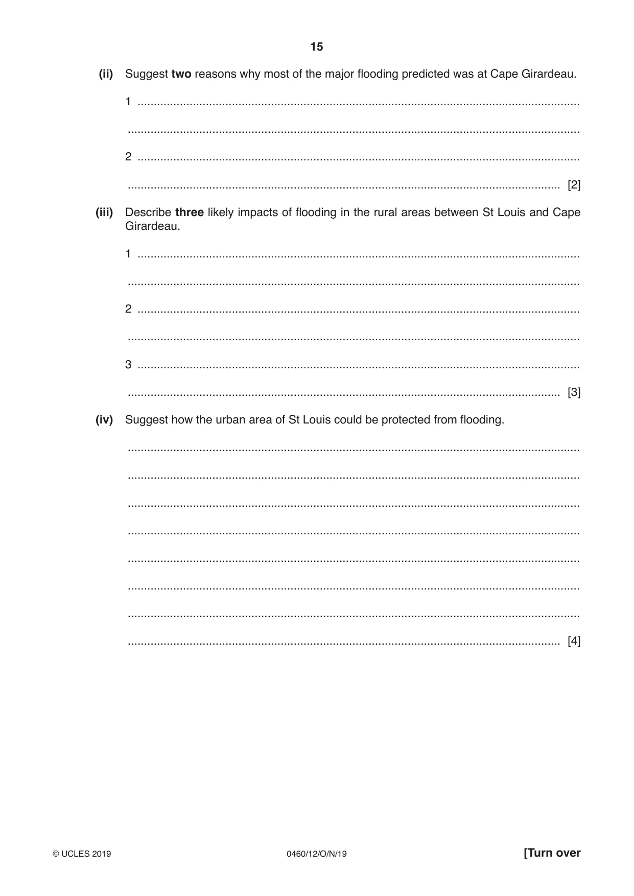 Cambridge IGCSE Geography 0460 2019 Oct/Nov Paper 1 · Variant 2 question paper, page 15 of 32