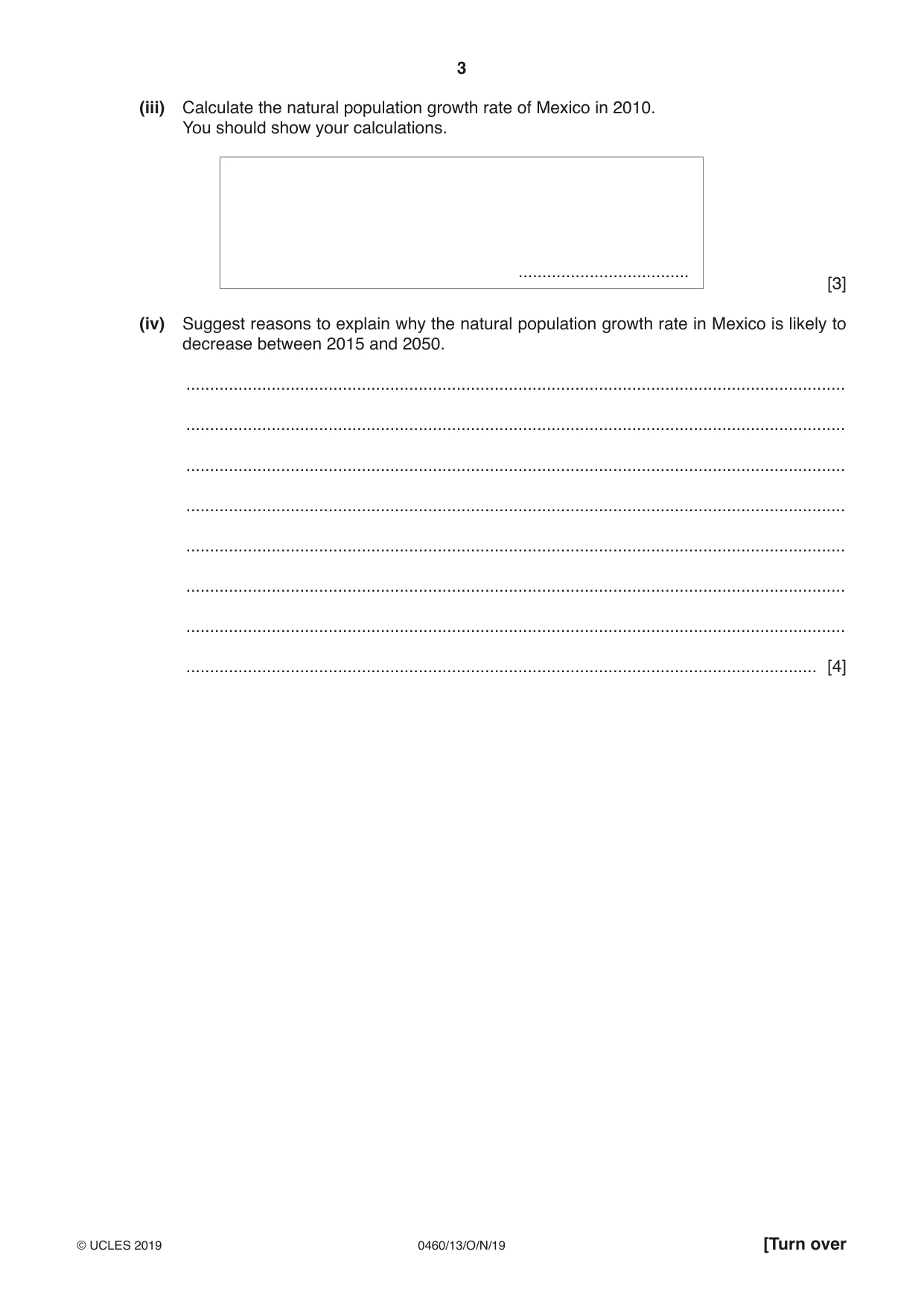 Cambridge IGCSE Geography 0460 2019 Oct/Nov Paper 1 · Variant 3 question paper, page 3 of 32