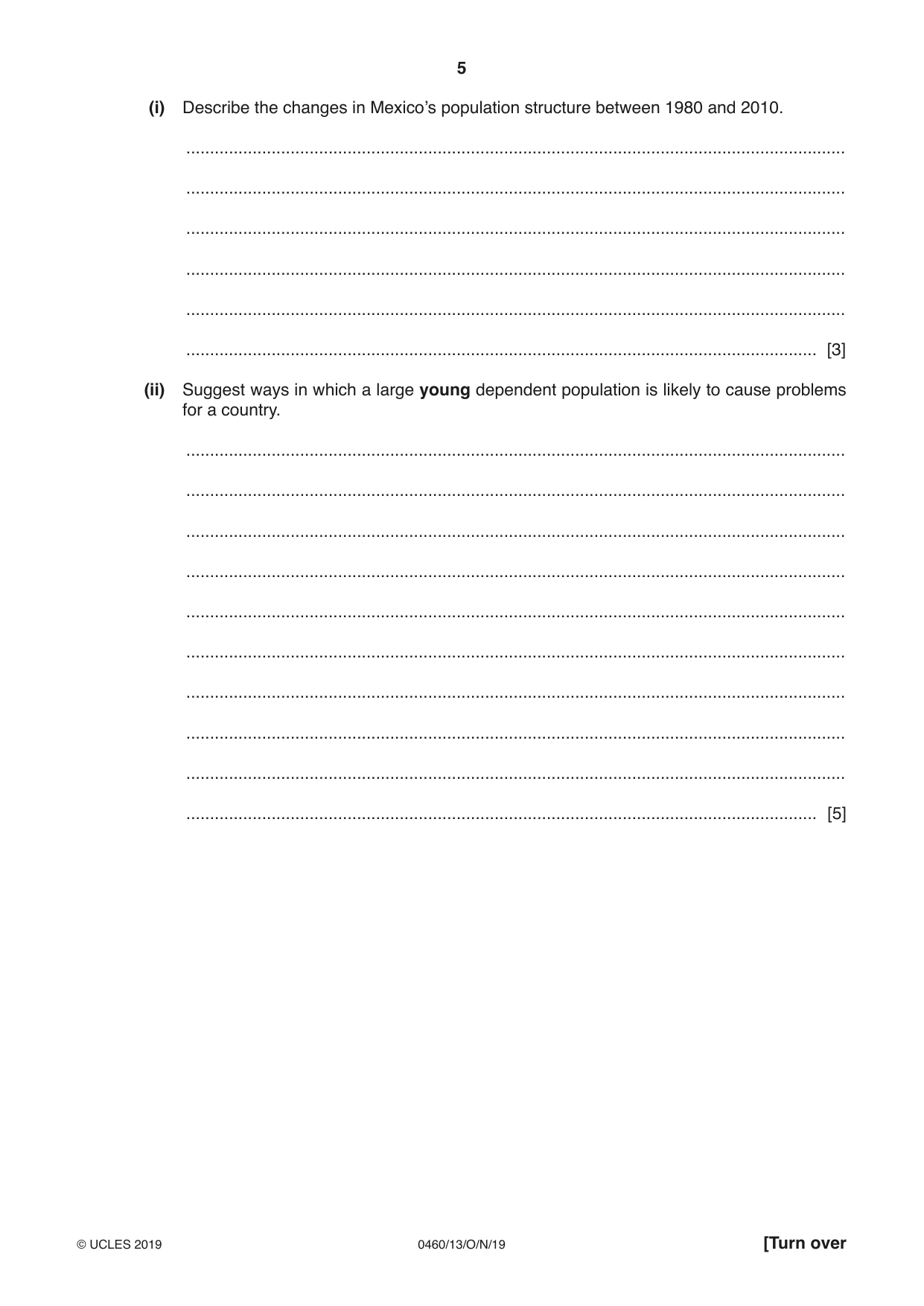 Cambridge IGCSE Geography 0460 2019 Oct/Nov Paper 1 · Variant 3 question paper, page 5 of 32