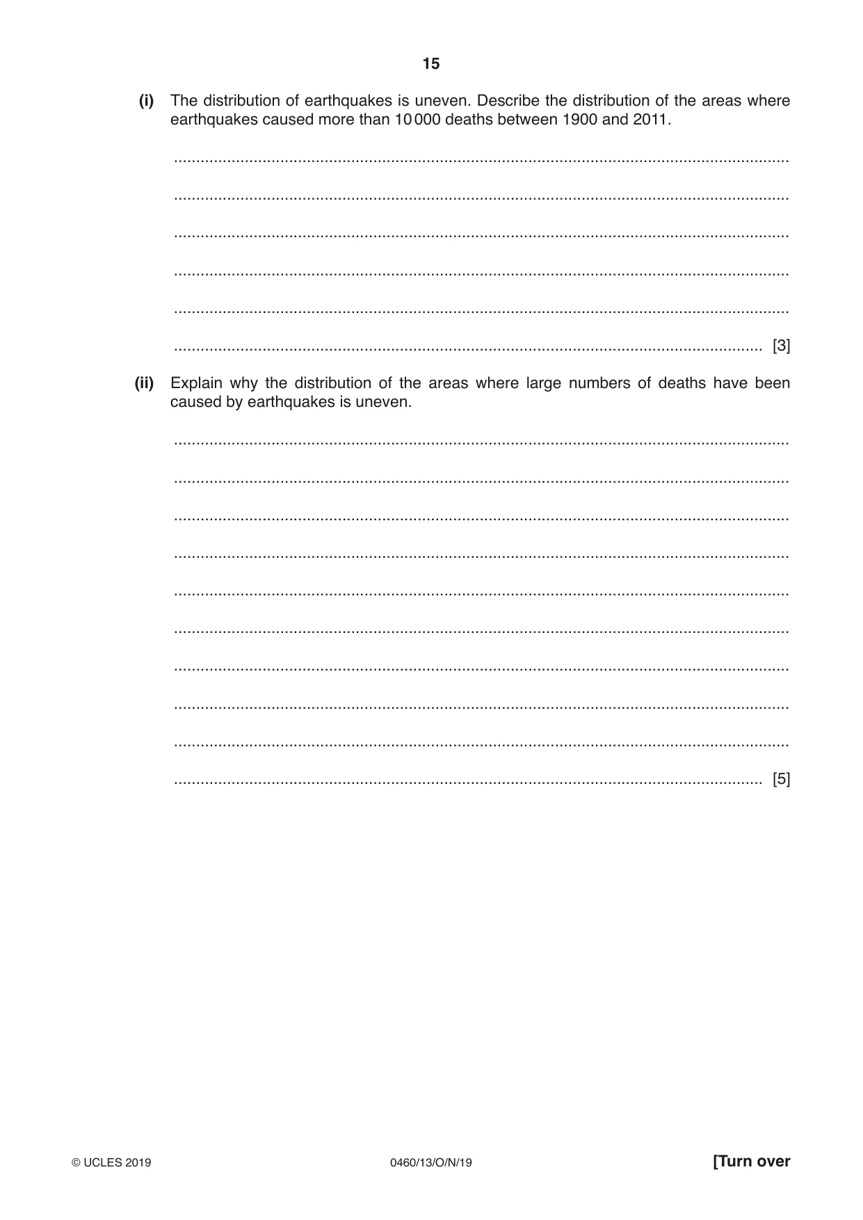 Cambridge IGCSE Geography 0460 2019 Oct/Nov Paper 1 · Variant 3 question paper, page 15 of 32