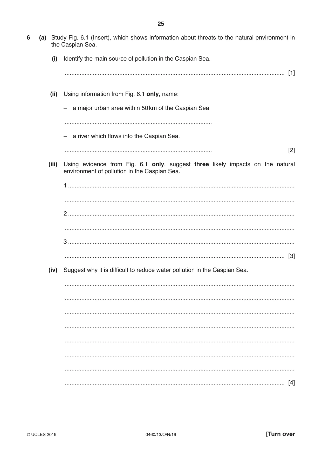 Cambridge IGCSE Geography 0460 2019 Oct/Nov Paper 1 · Variant 3 question paper, page 25 of 32